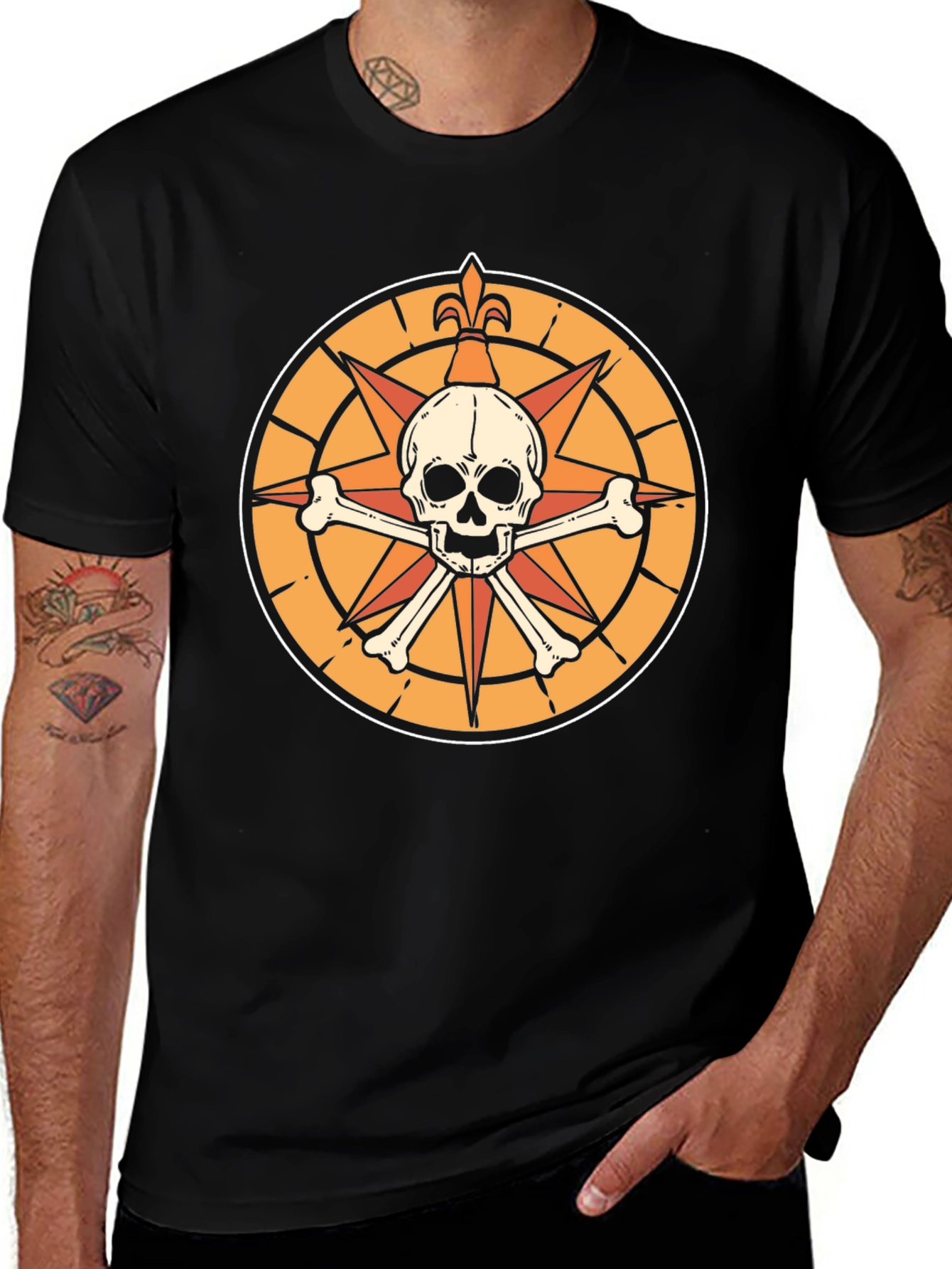 Skull & Crossbones Compass Graphic T-Shirt