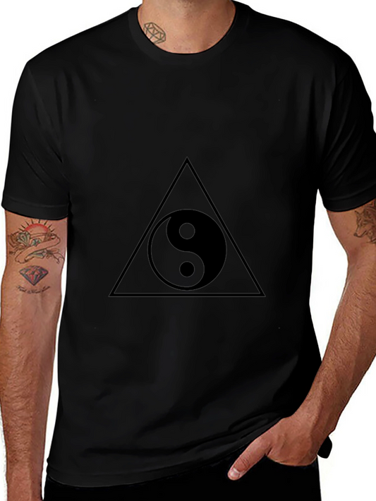 Yin Yang Triangle Graphic Tee - Black