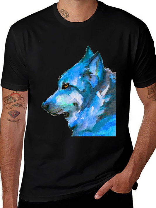 Wolf Graphic Print Tee - Black