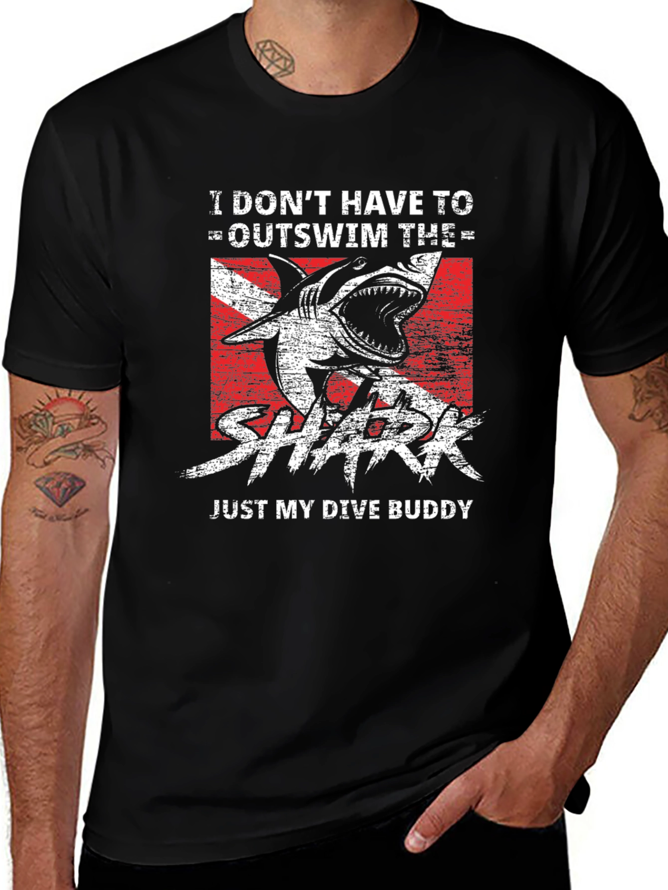 Dive Buddy Shark Graphic T-Shirt - Black