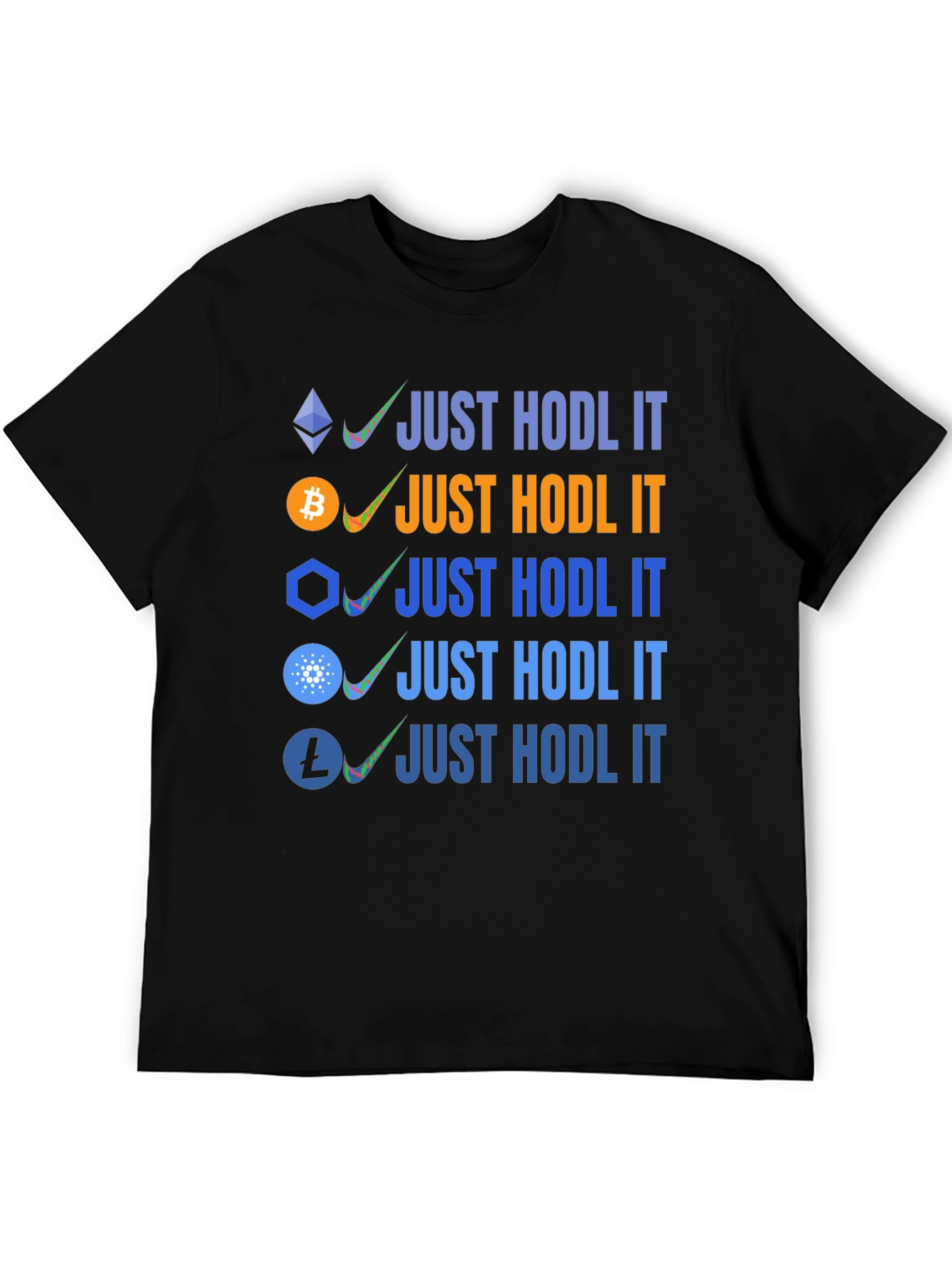 Crypto HODL T-Shirt Bitcoin Ethereum Cardano Litecoin