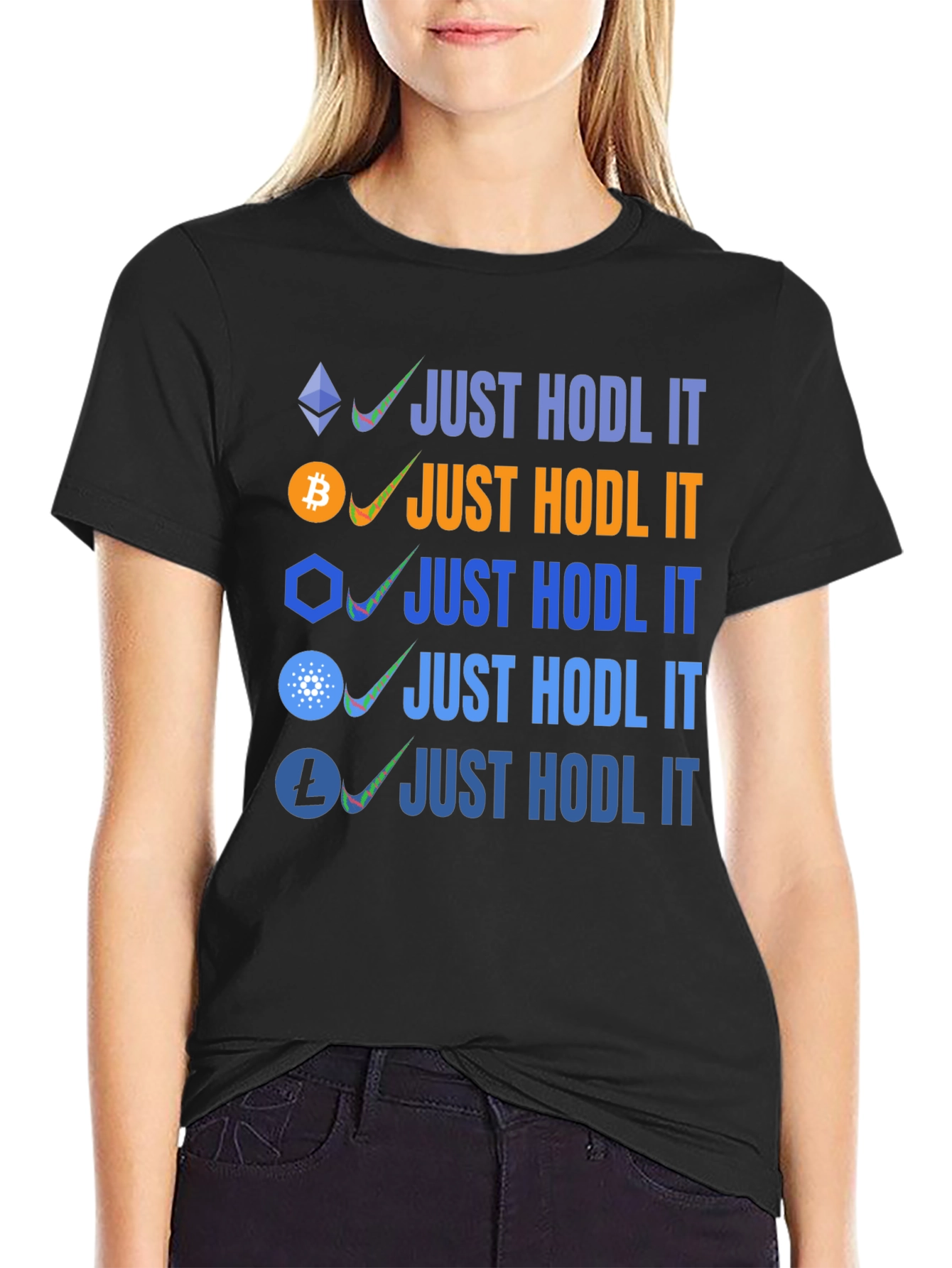 Crypto HODL T-Shirt Bitcoin Ethereum Cardano Litecoin