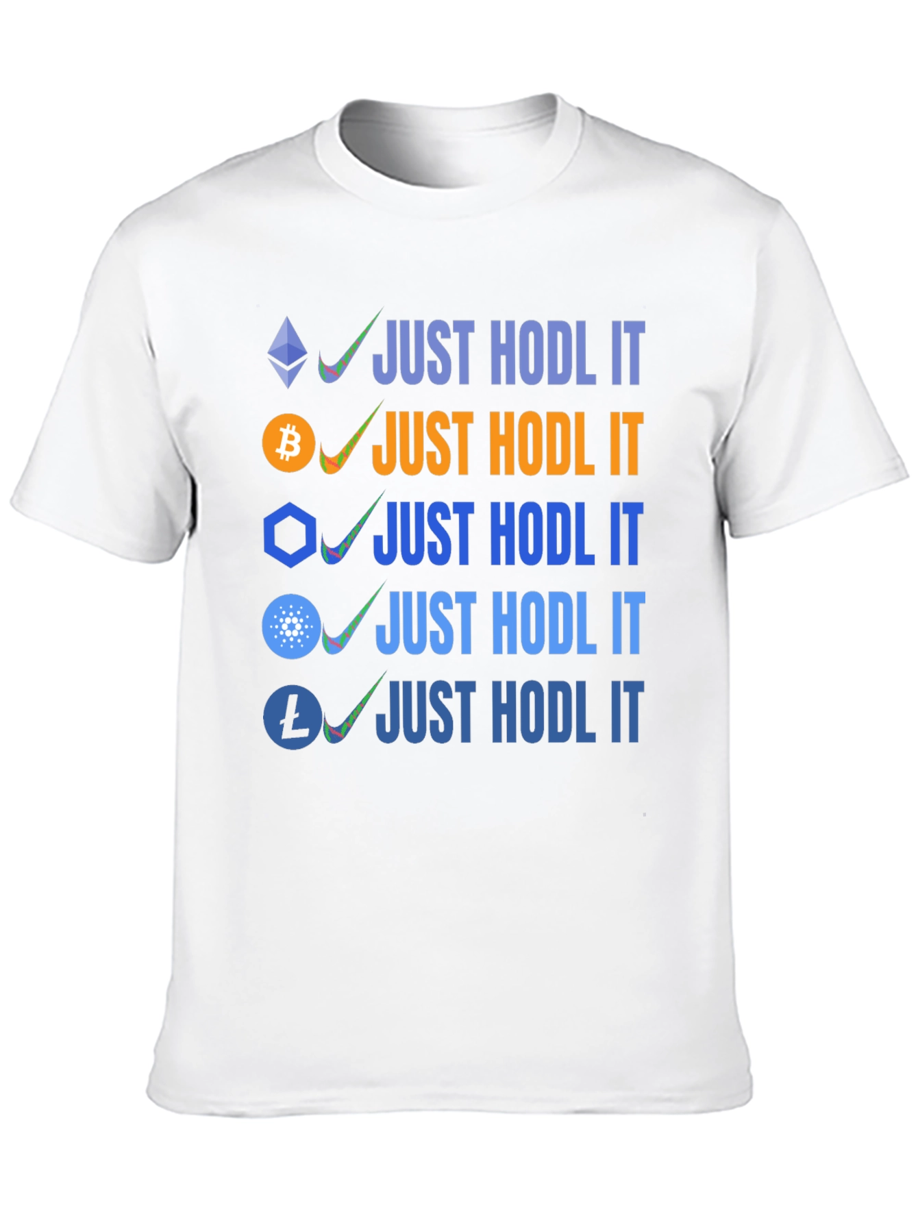 Crypto HODL T-Shirt Bitcoin Ethereum Cardano Litecoin