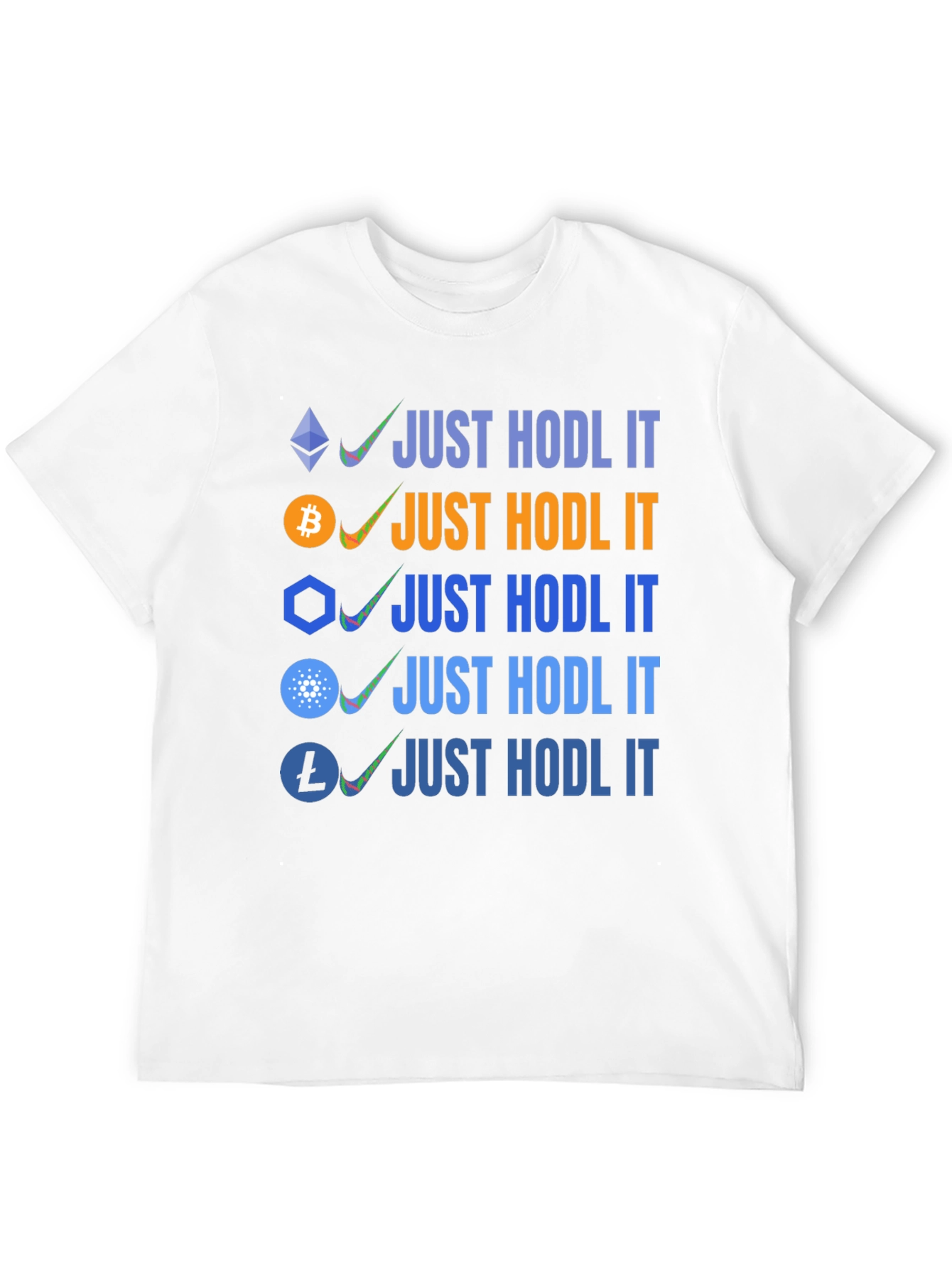 Crypto HODL T-Shirt Bitcoin Ethereum Cardano Litecoin