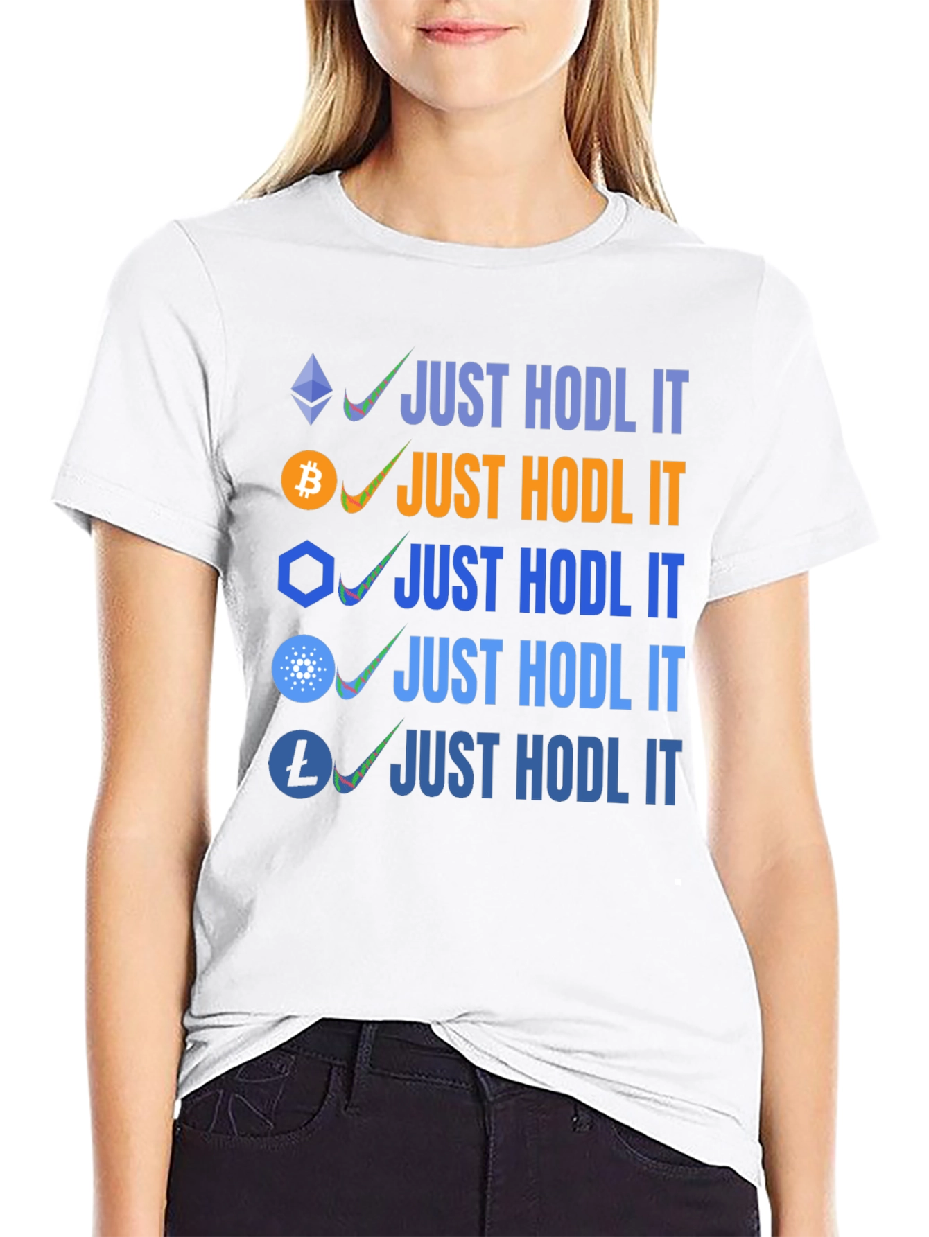 Crypto HODL T-Shirt Bitcoin Ethereum Cardano Litecoin