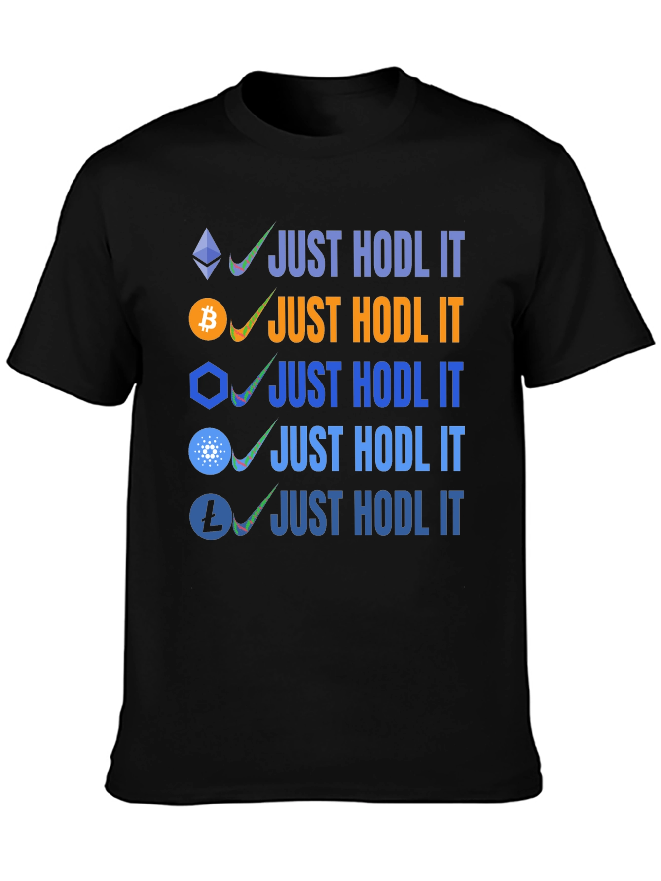 Crypto HODL T-Shirt Bitcoin Ethereum Cardano Litecoin