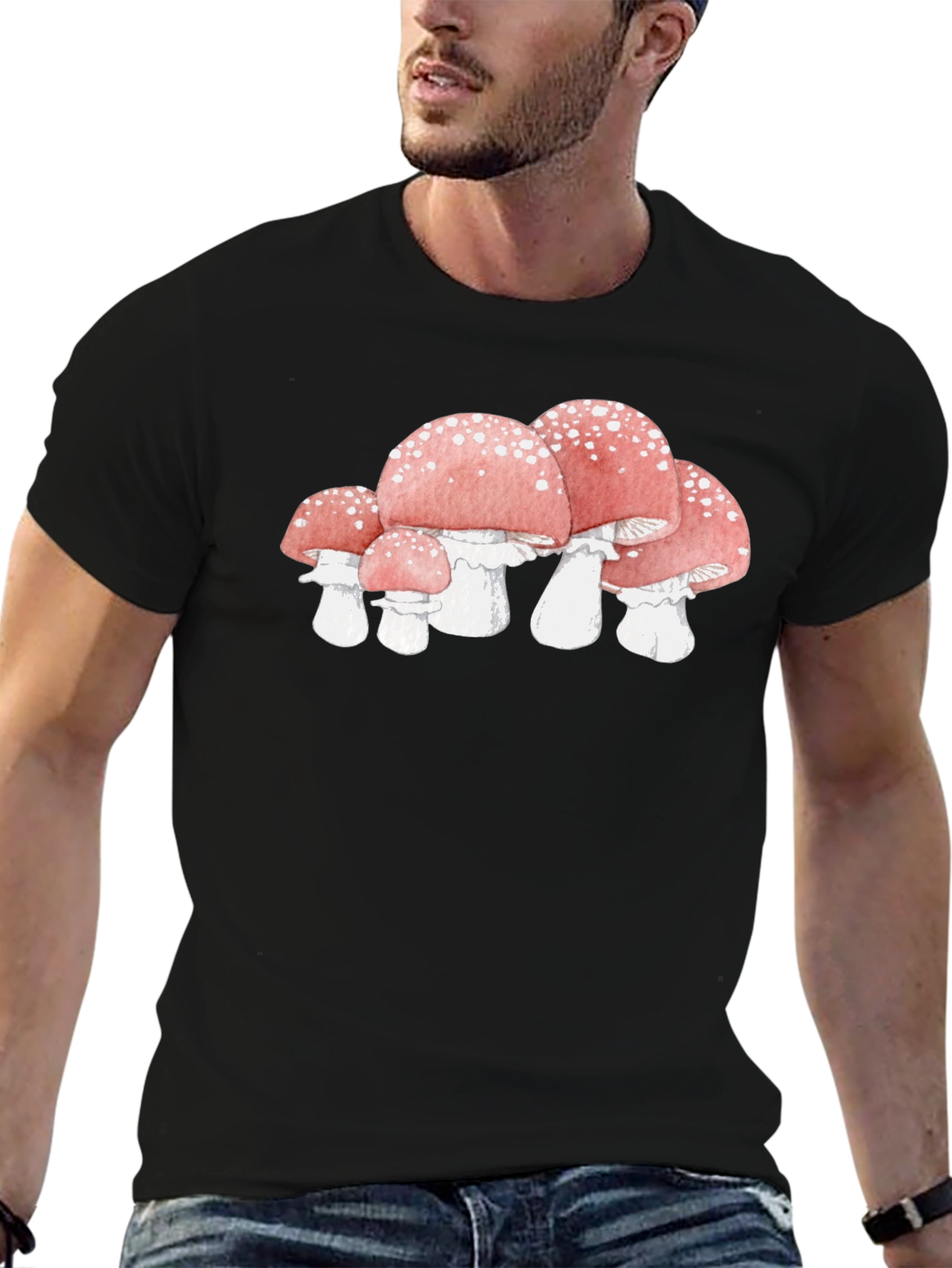 Mushroom Graphic Black T-Shirt