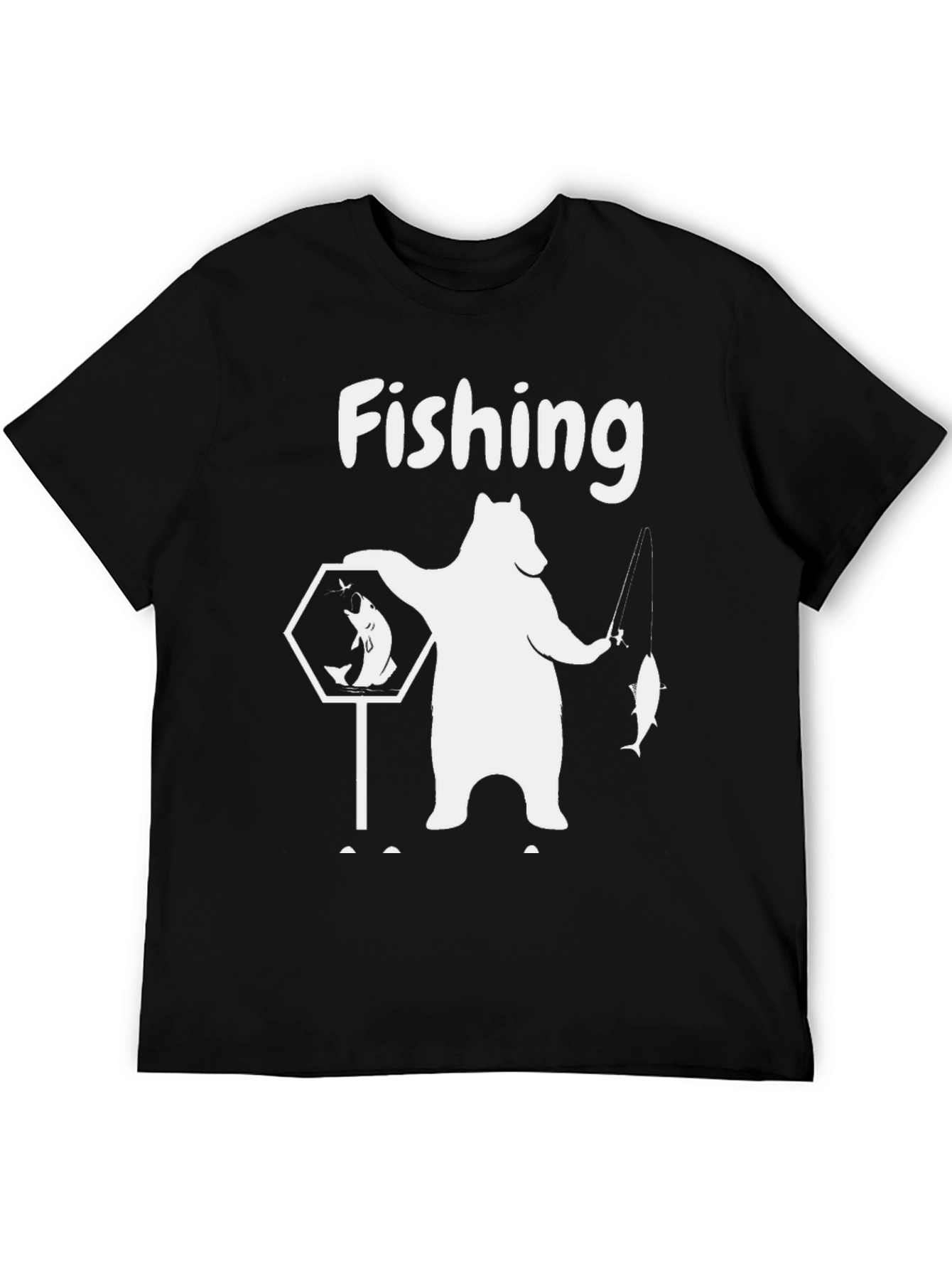 Fishing Bear Graphic Tee - Black