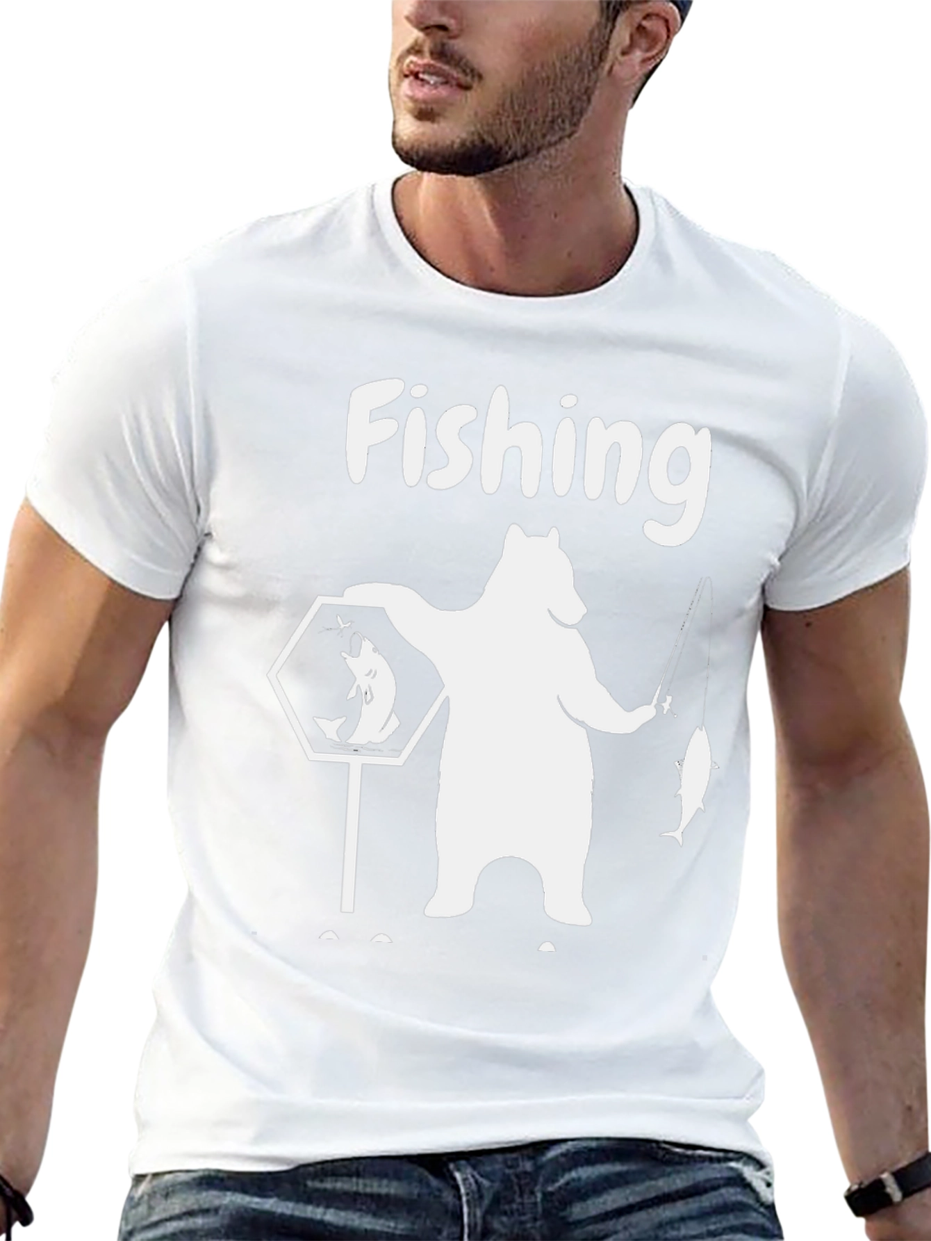 Fishing Bear Graphic Tee - Black