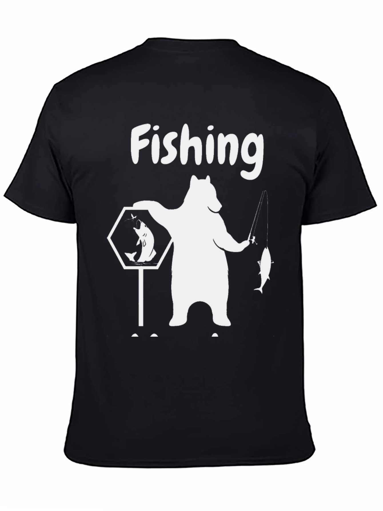 Fishing Bear Graphic Tee - Black