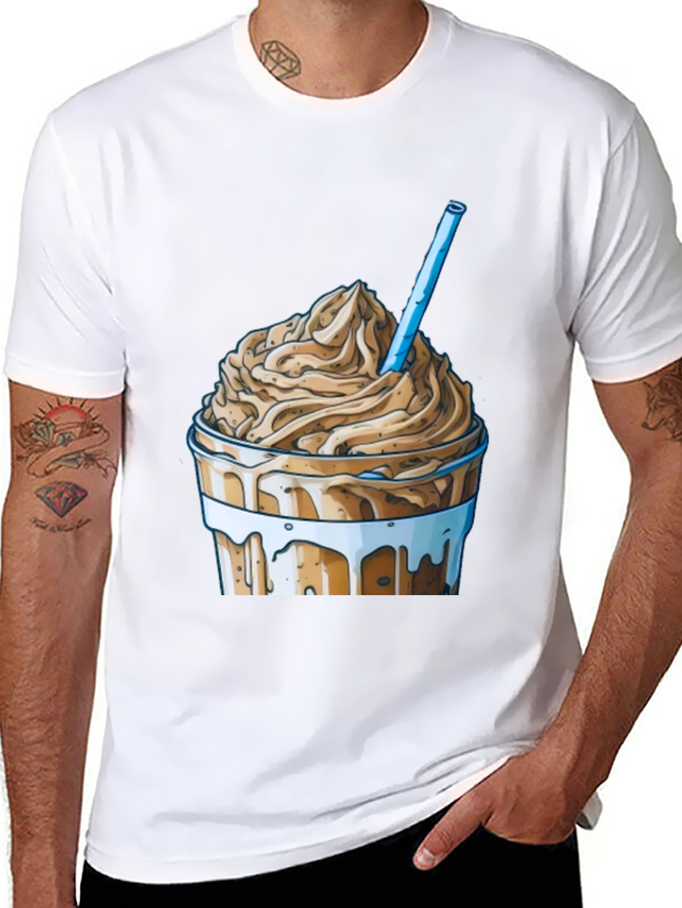 Iced Coffee Cartoon Graphic T-Shirt