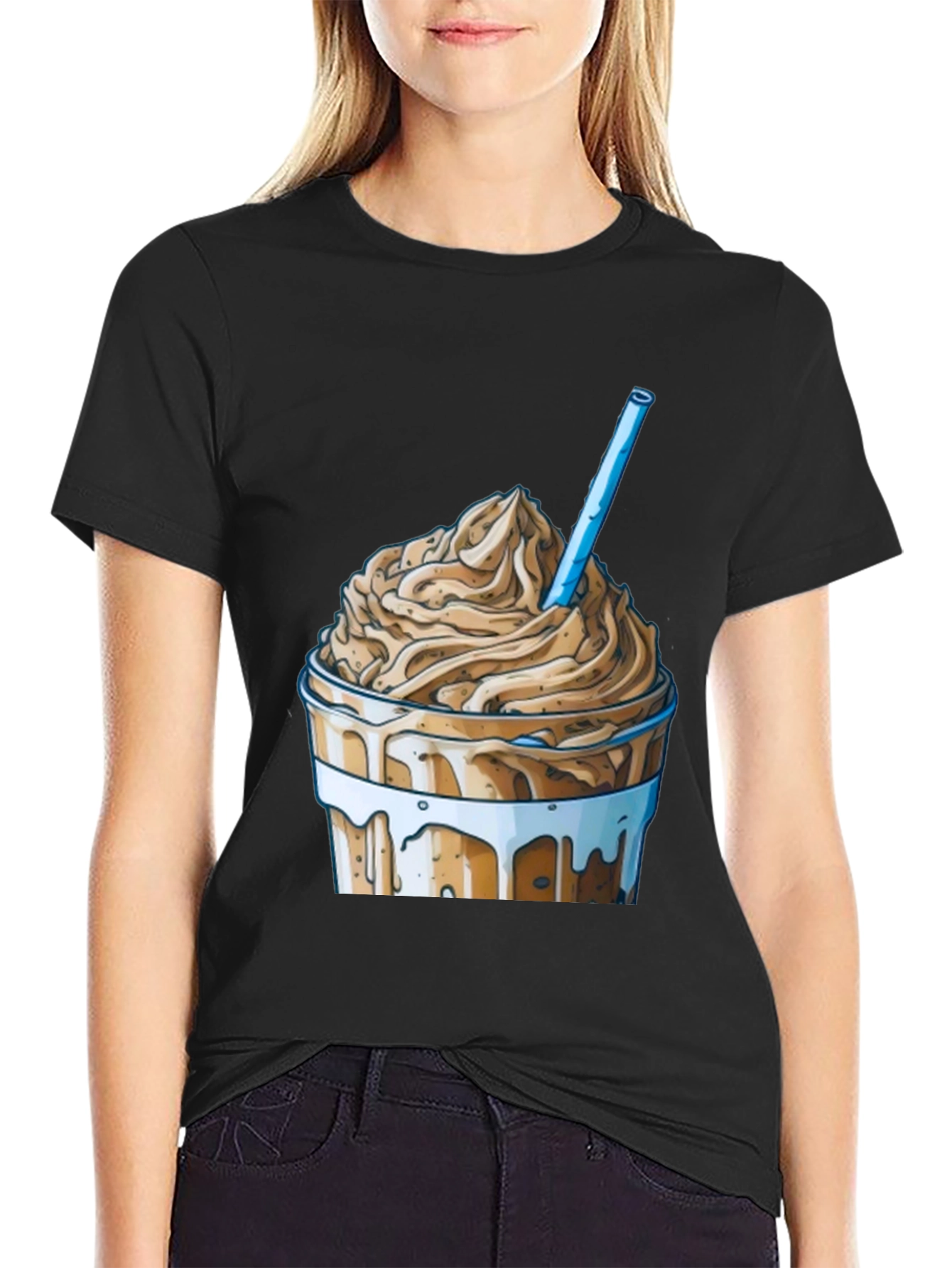 Iced Coffee Cartoon Graphic T-Shirt