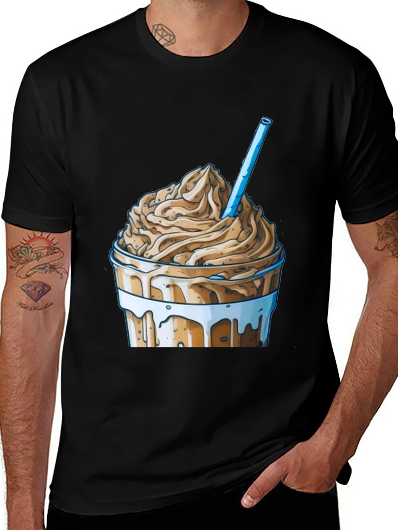Iced Coffee Cartoon Graphic T-Shirt