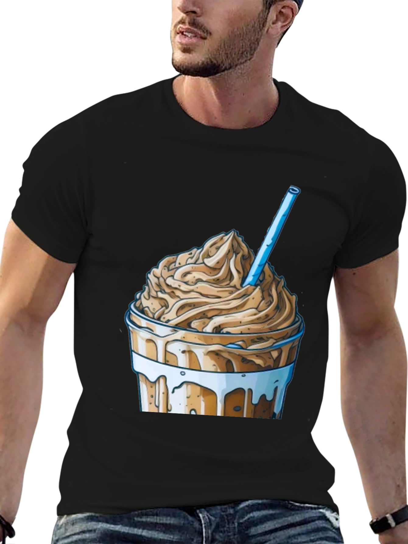 Iced Coffee Cartoon Graphic T-Shirt