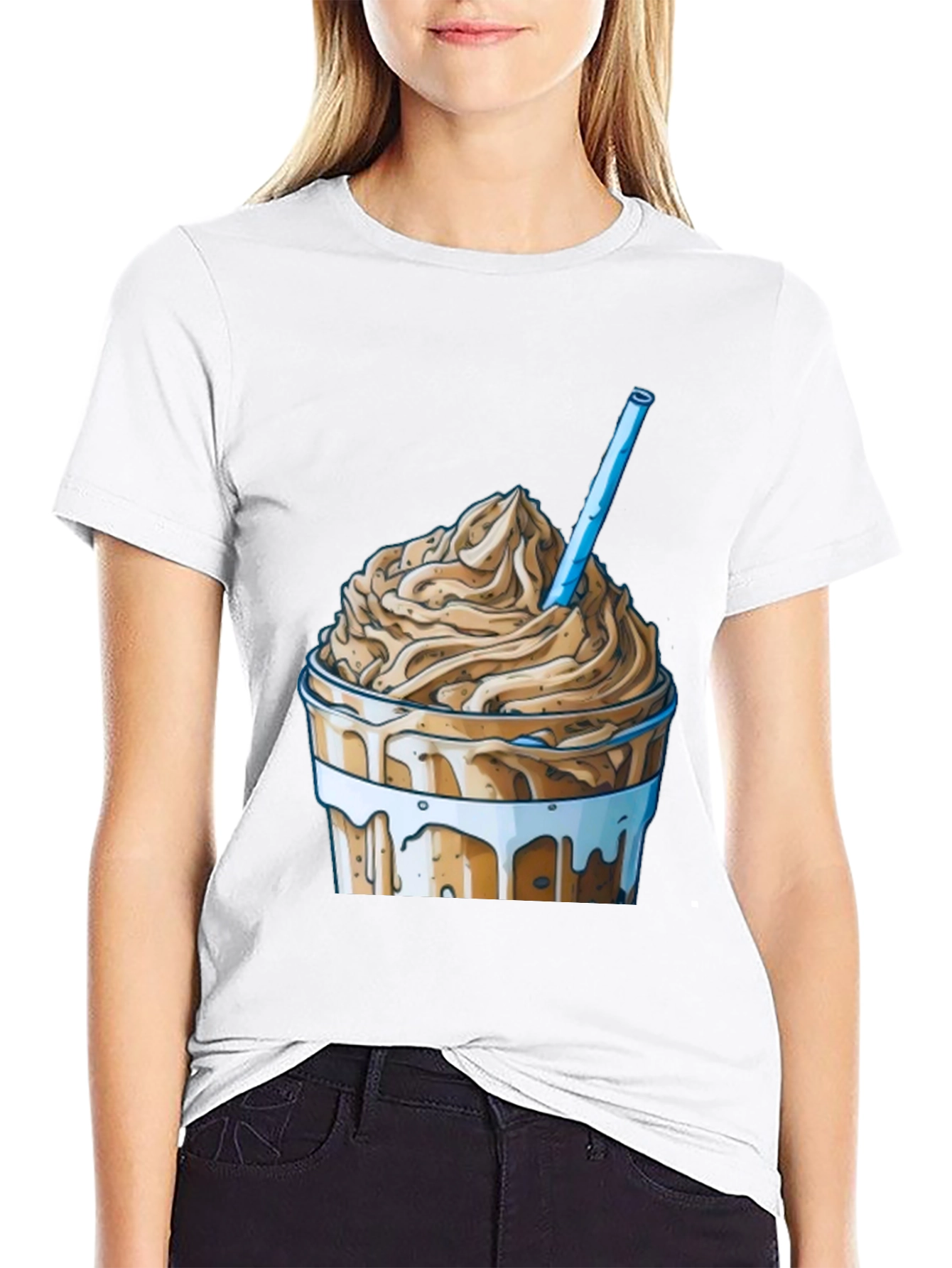 Iced Coffee Cartoon Graphic T-Shirt