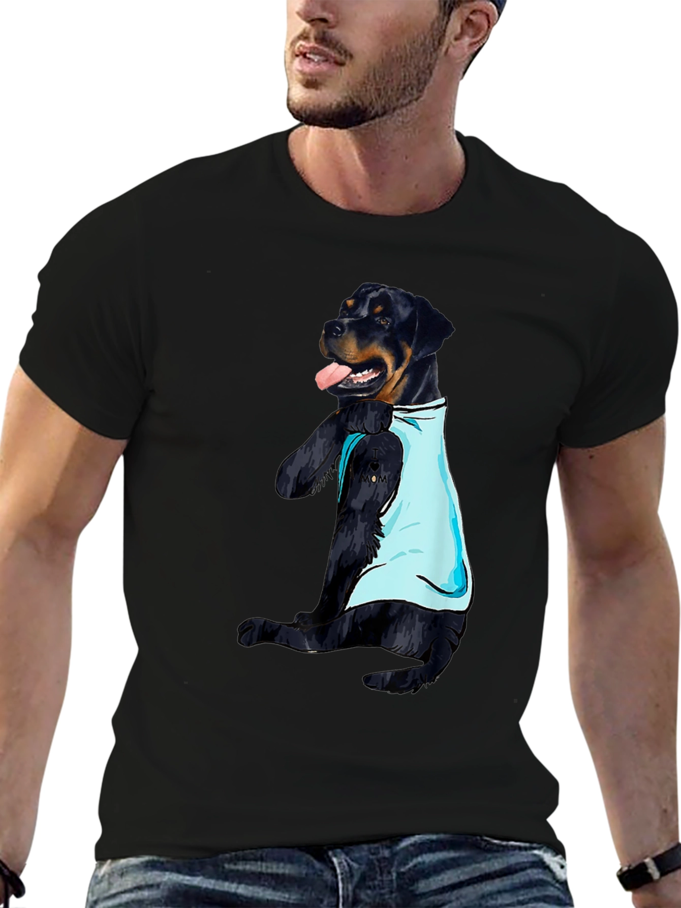 Dog Tattoo Rottweiler T-Shirt - Mens Black Tee
