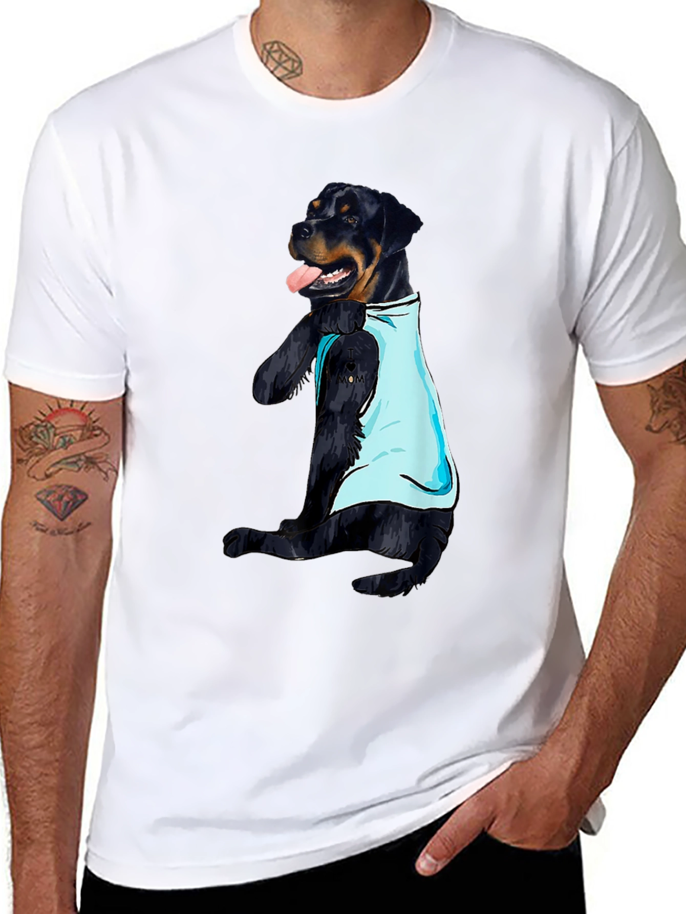 Dog Tattoo Rottweiler T-Shirt - Mens Black Tee