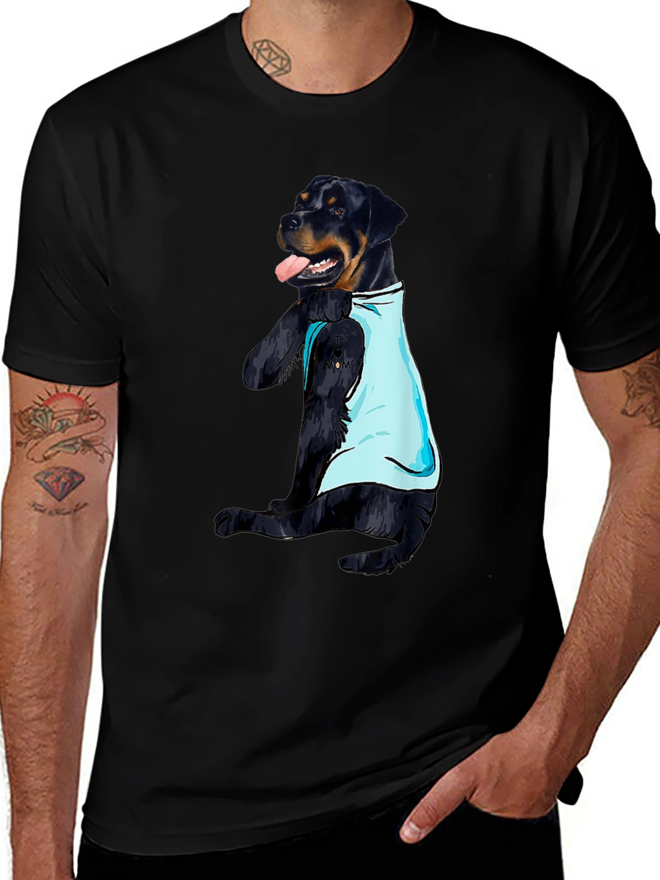 Dog Tattoo Rottweiler T-Shirt - Mens Black Tee
