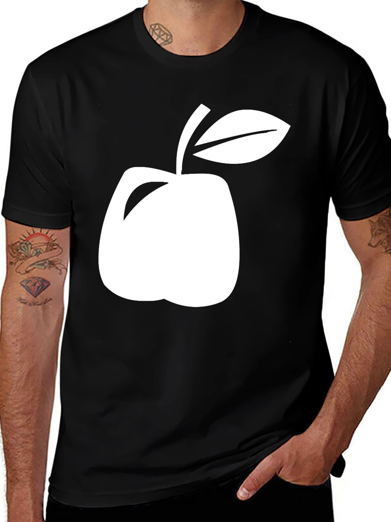 Minimalist Apple Graphic Black T-Shirt
