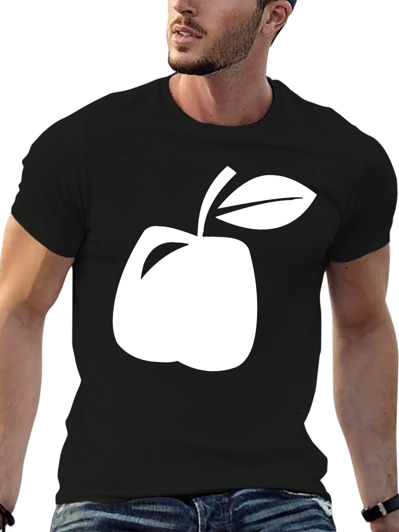 Minimalist Apple Graphic Black T-Shirt