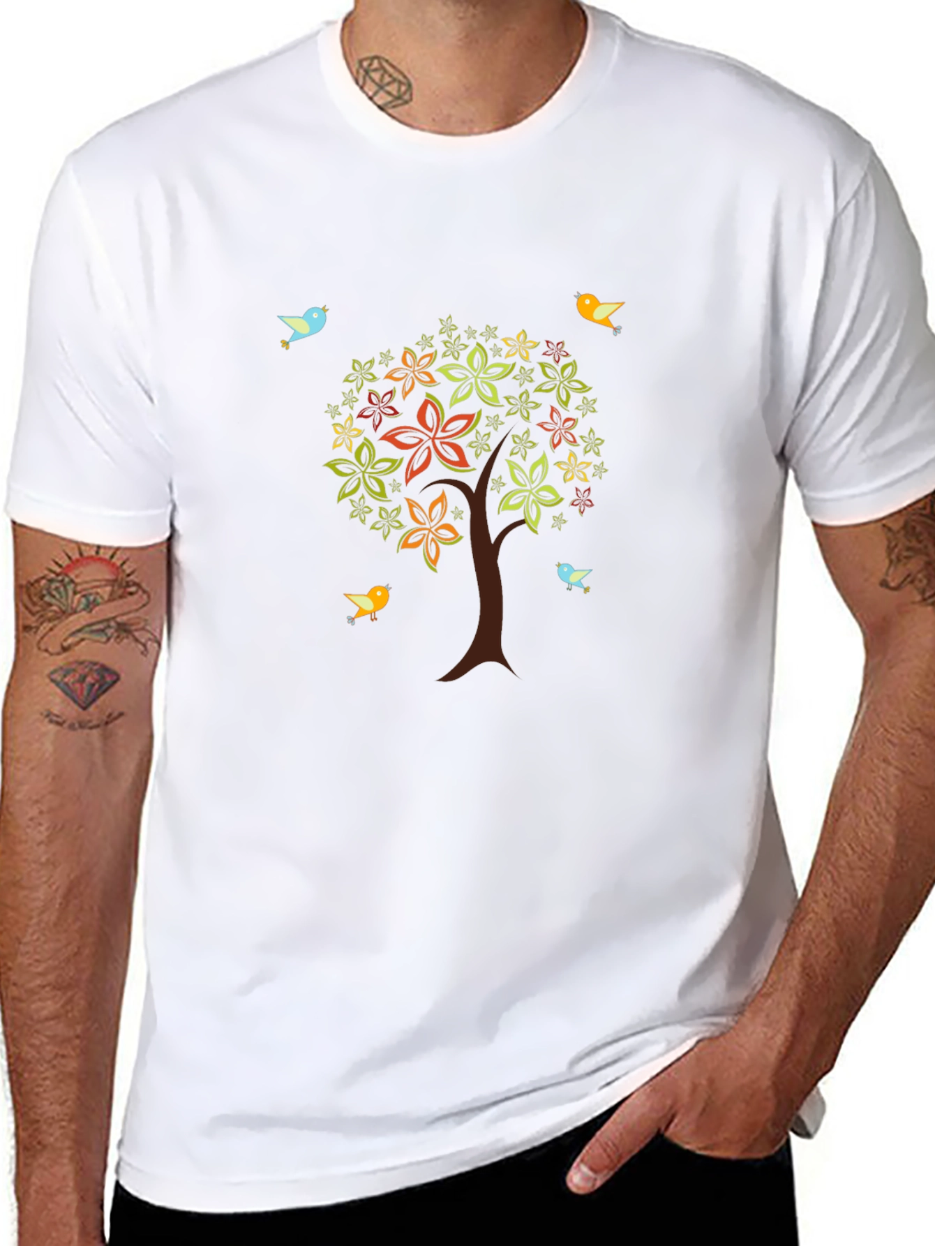 Natures Harmony Tee - Tree & Bird Design