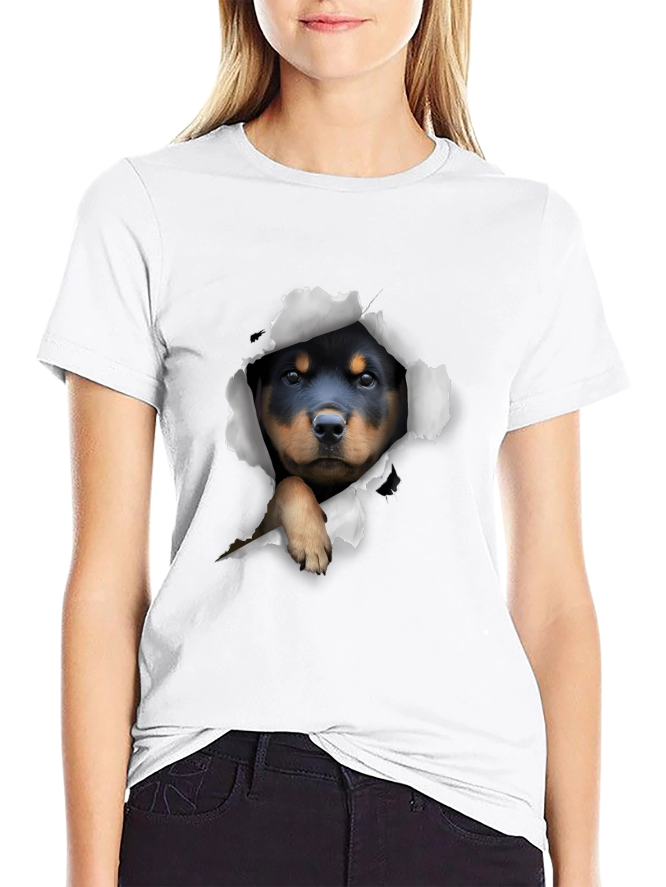Rottweiler Puppy Peek-a-Boo T-Shirt