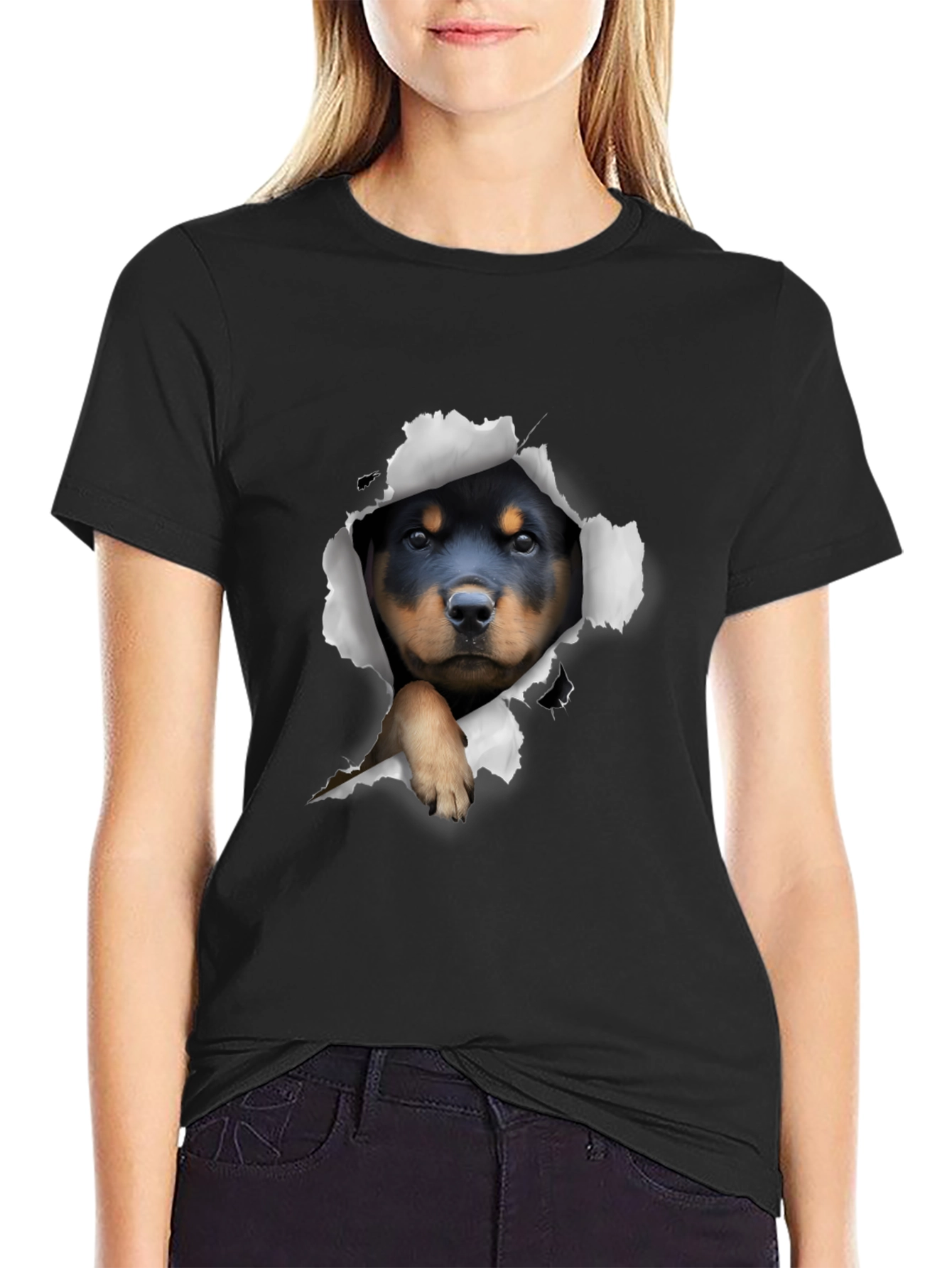 Rottweiler Puppy Peek-a-Boo T-Shirt