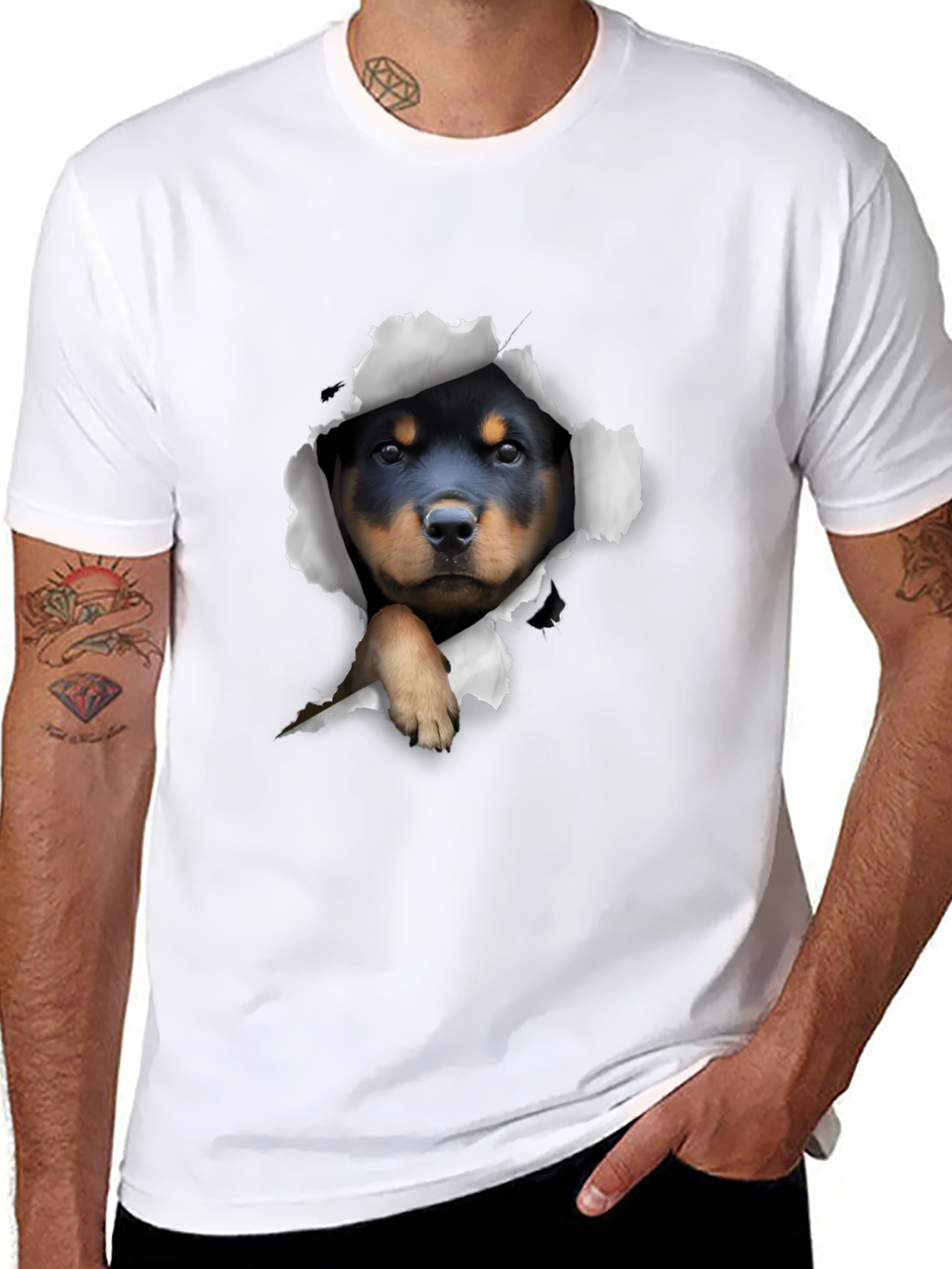 Rottweiler Puppy Peek-a-Boo T-Shirt