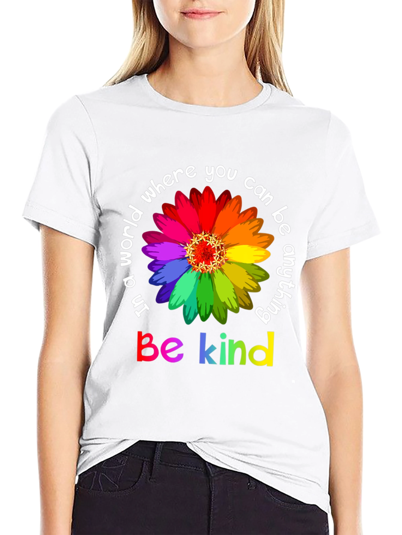 Be Kind Rainbow Flower T-Shirt