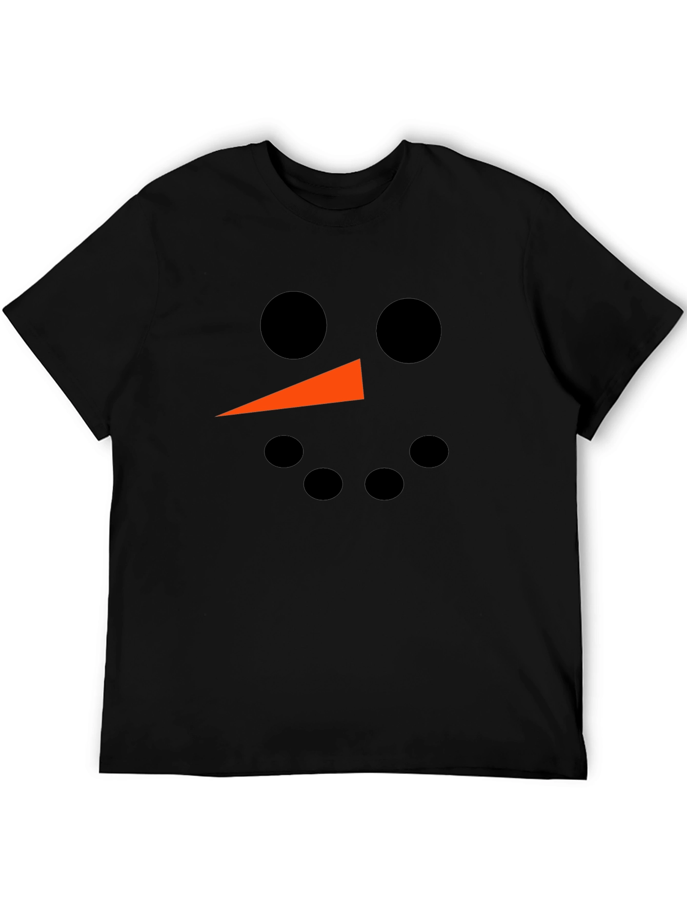 Snowman Face Graphic Tee - Black Holiday Shirt