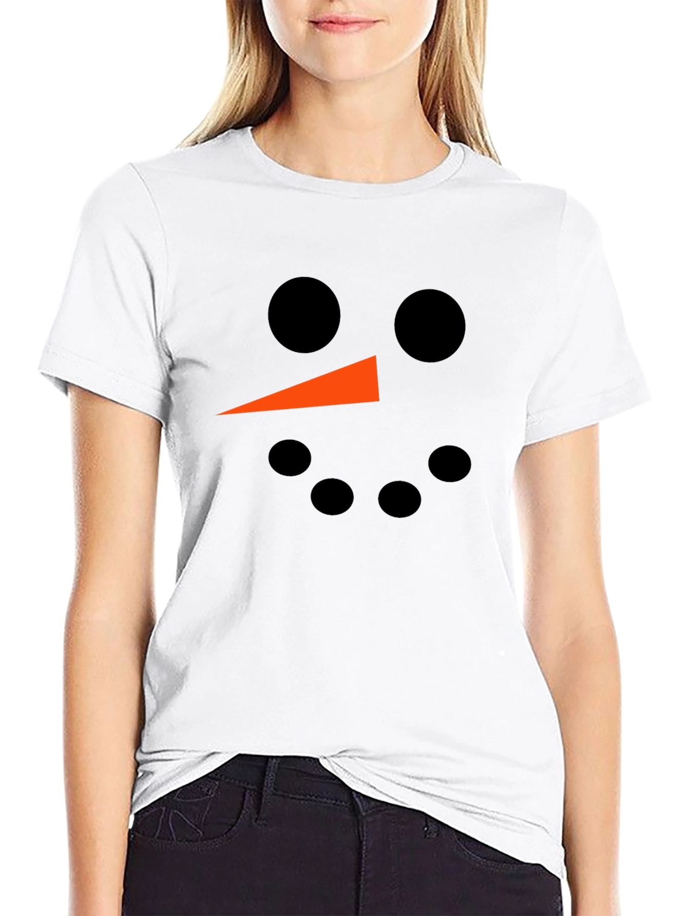 Snowman Face Graphic Tee - Black Holiday Shirt