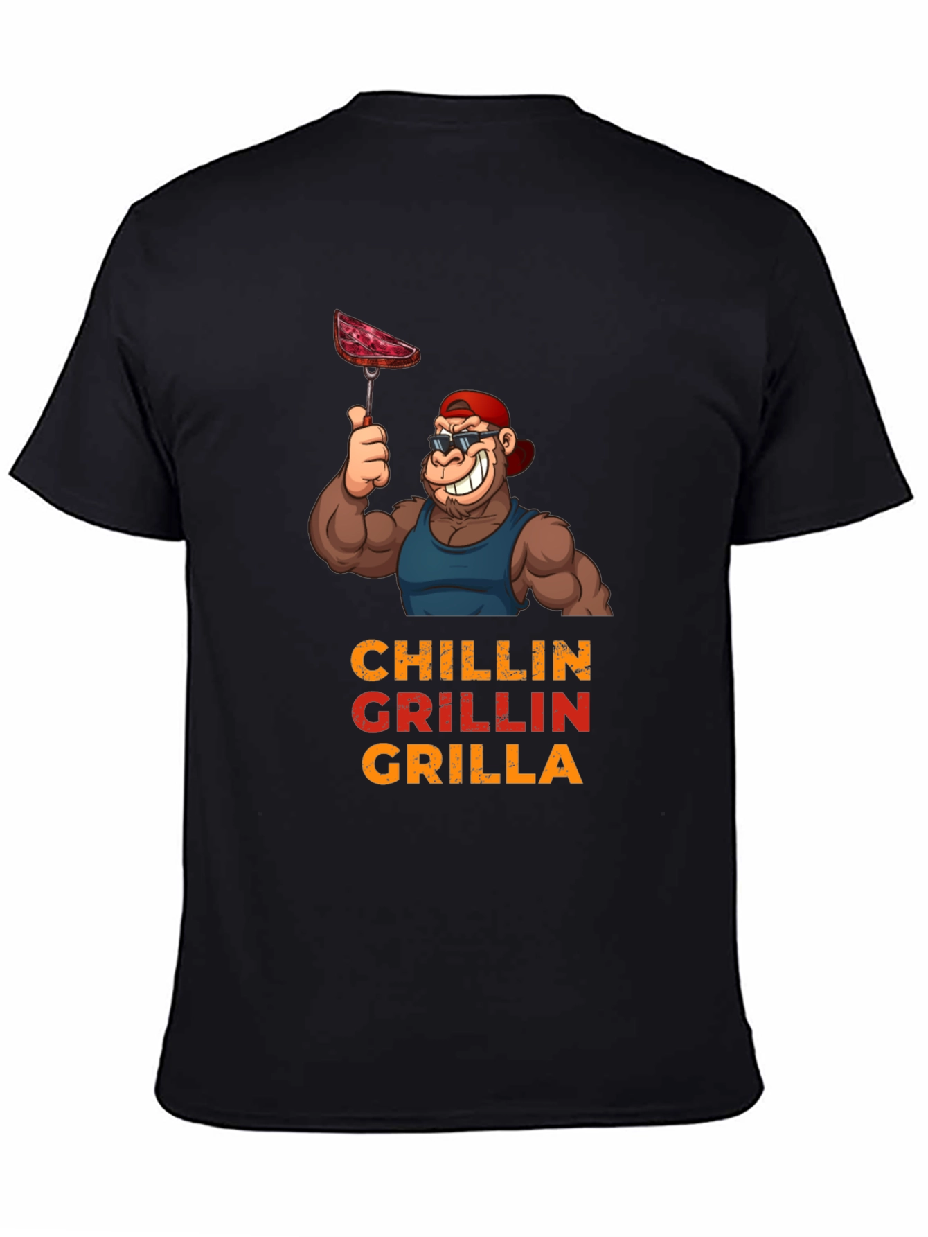 Chillin Grillin Grilla T-Shirt - BBQ Ape Design