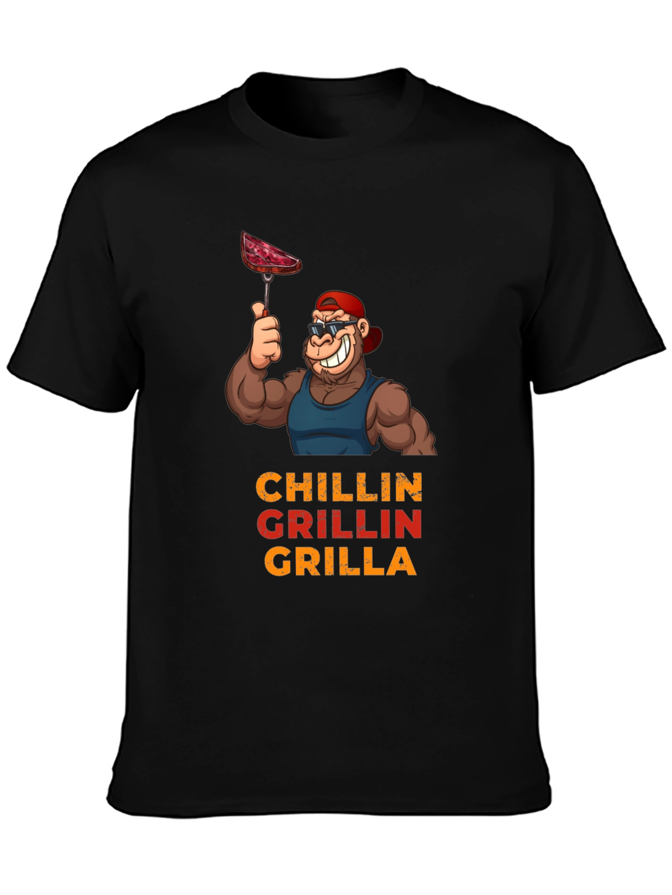 Chillin Grillin Grilla T-Shirt - BBQ Ape Design