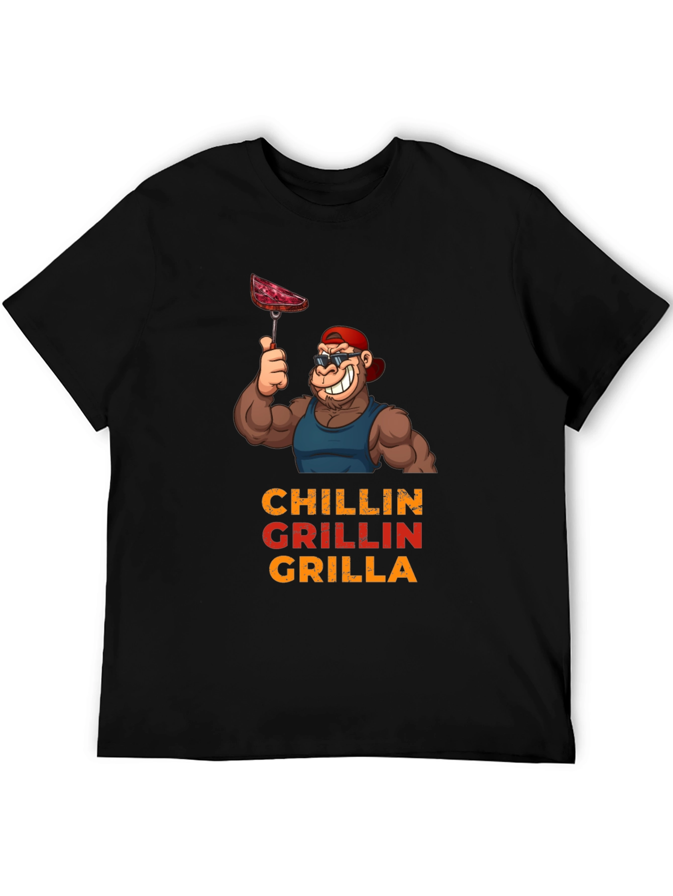Chillin Grillin Grilla T-Shirt - BBQ Ape Design