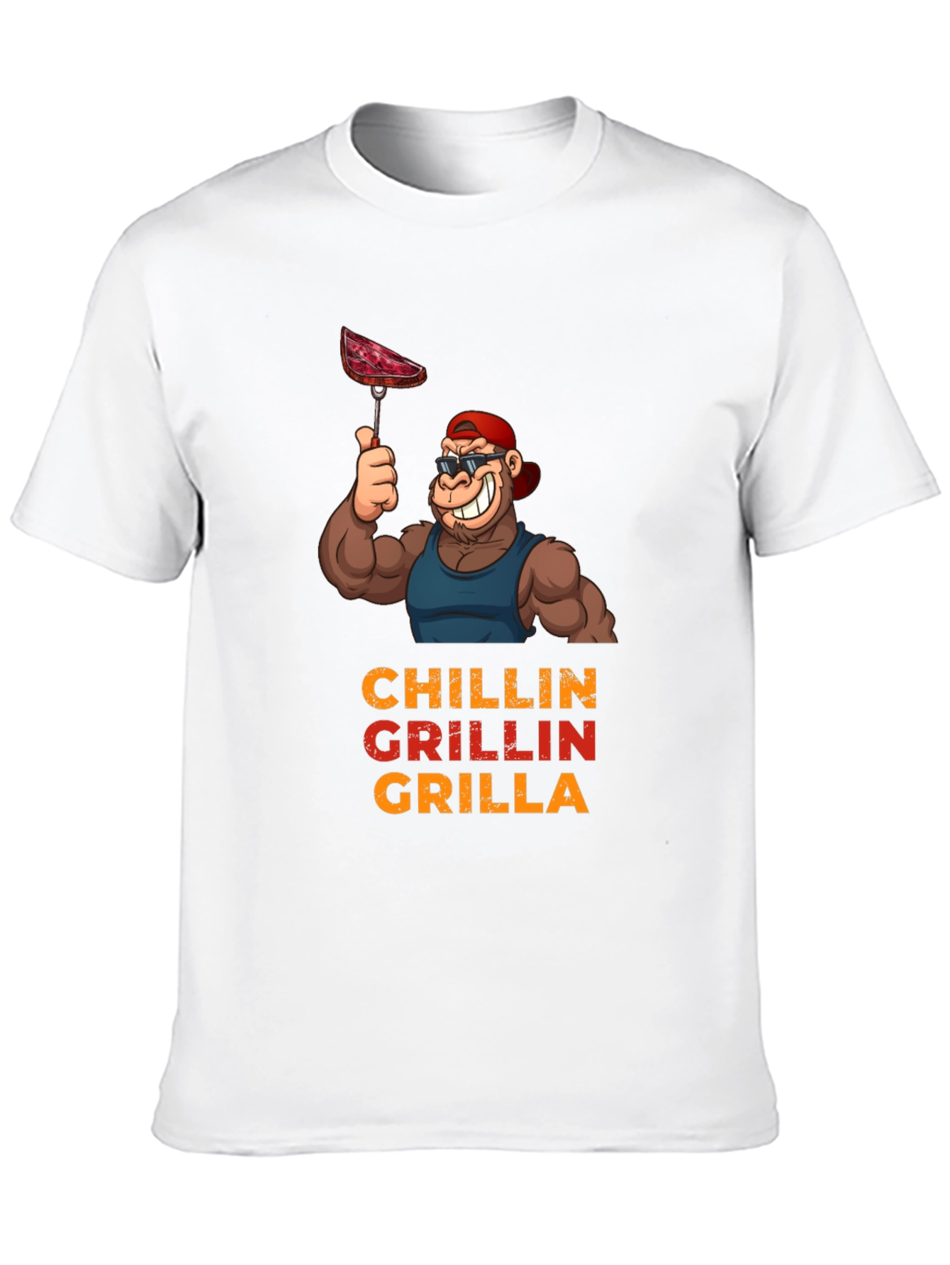 Chillin Grillin Grilla T-Shirt - BBQ Ape Design