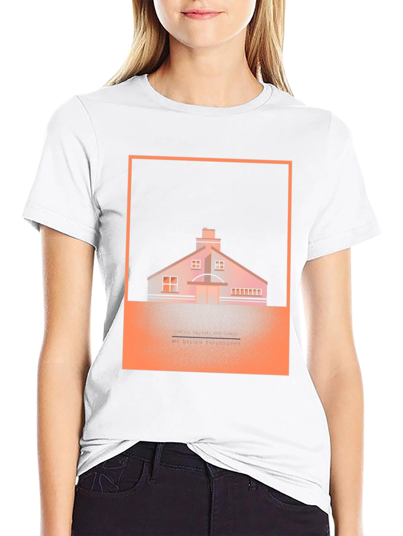 Geometric House Graphic Tee - Black Cotton