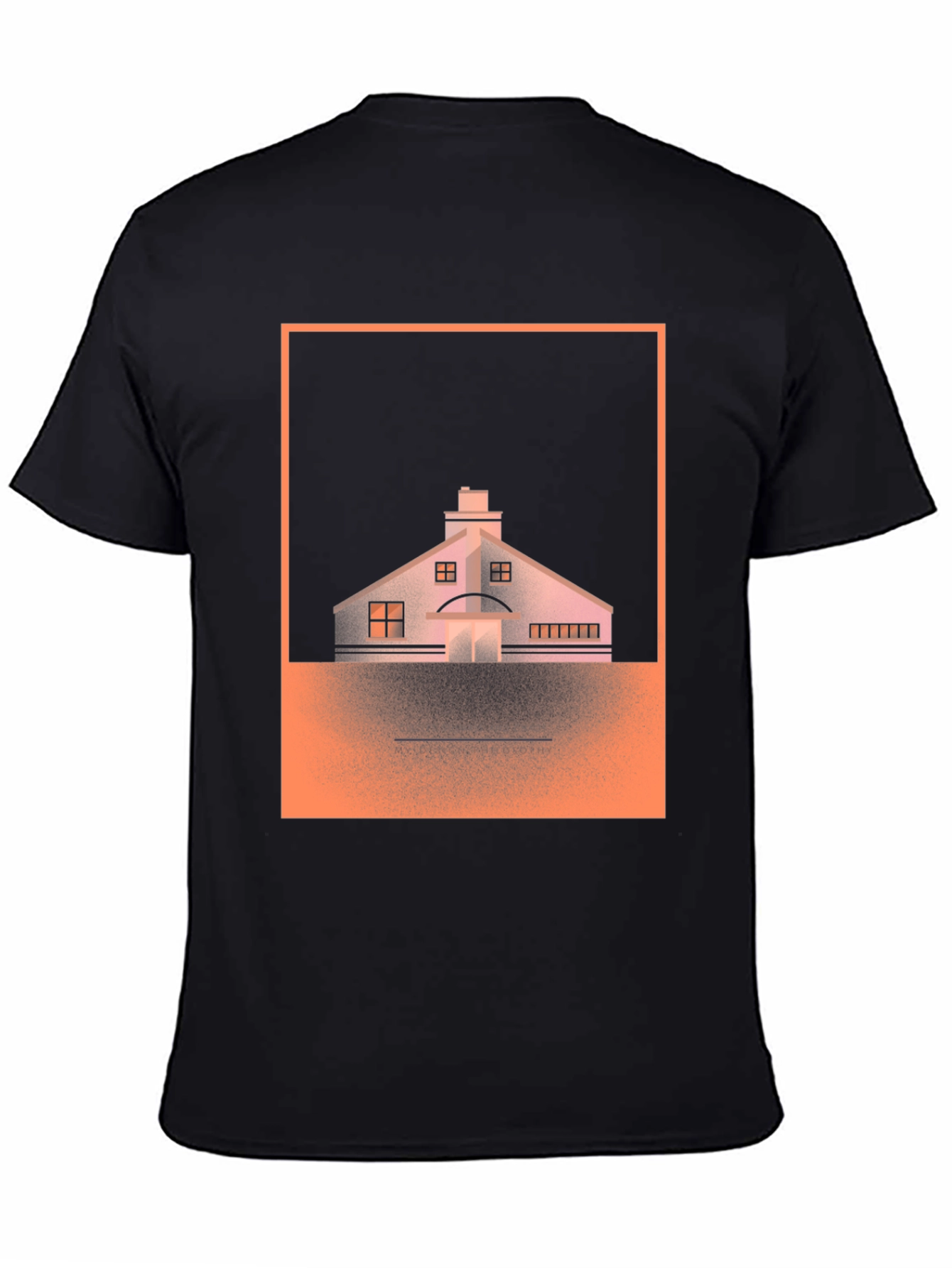 Geometric House Graphic Tee - Black Cotton