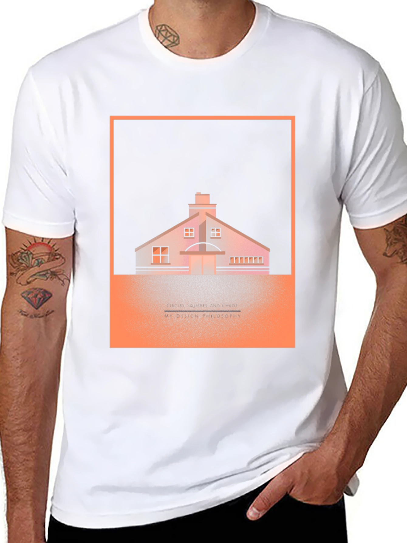 Geometric House Graphic Tee - Black Cotton