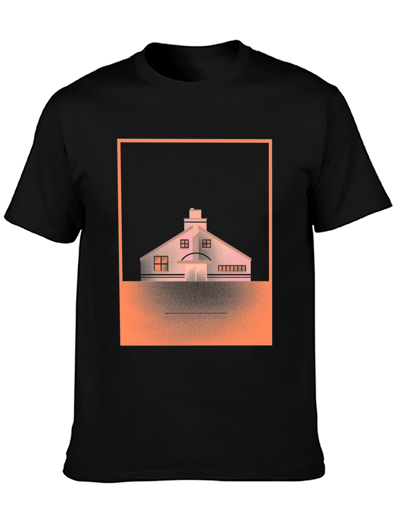 Geometric House Graphic Tee - Black Cotton
