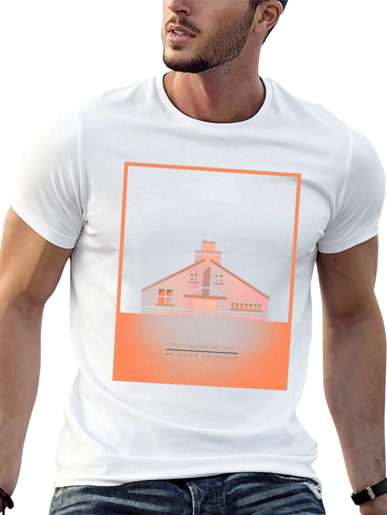 Geometric House Graphic Tee - Black Cotton