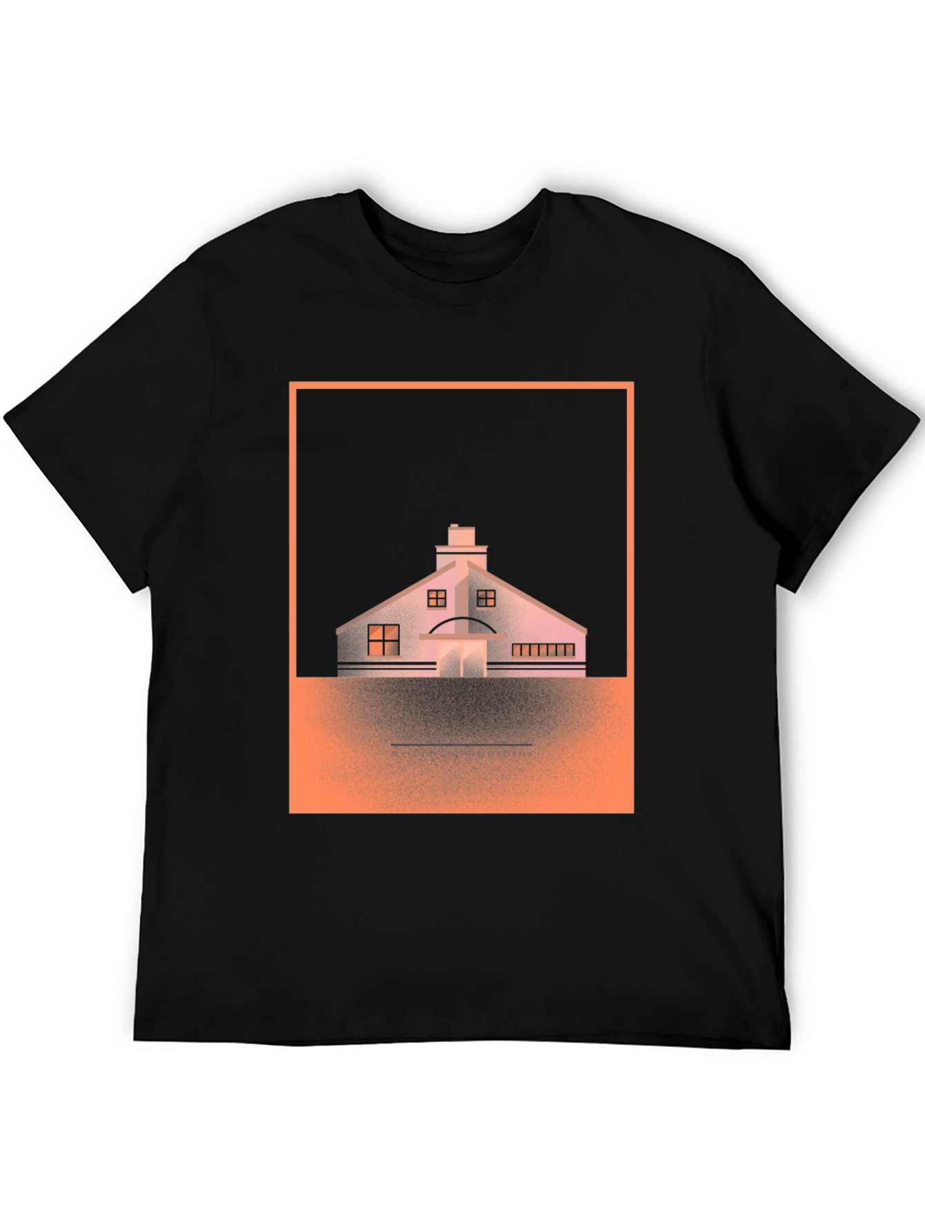 Geometric House Graphic Tee - Black Cotton