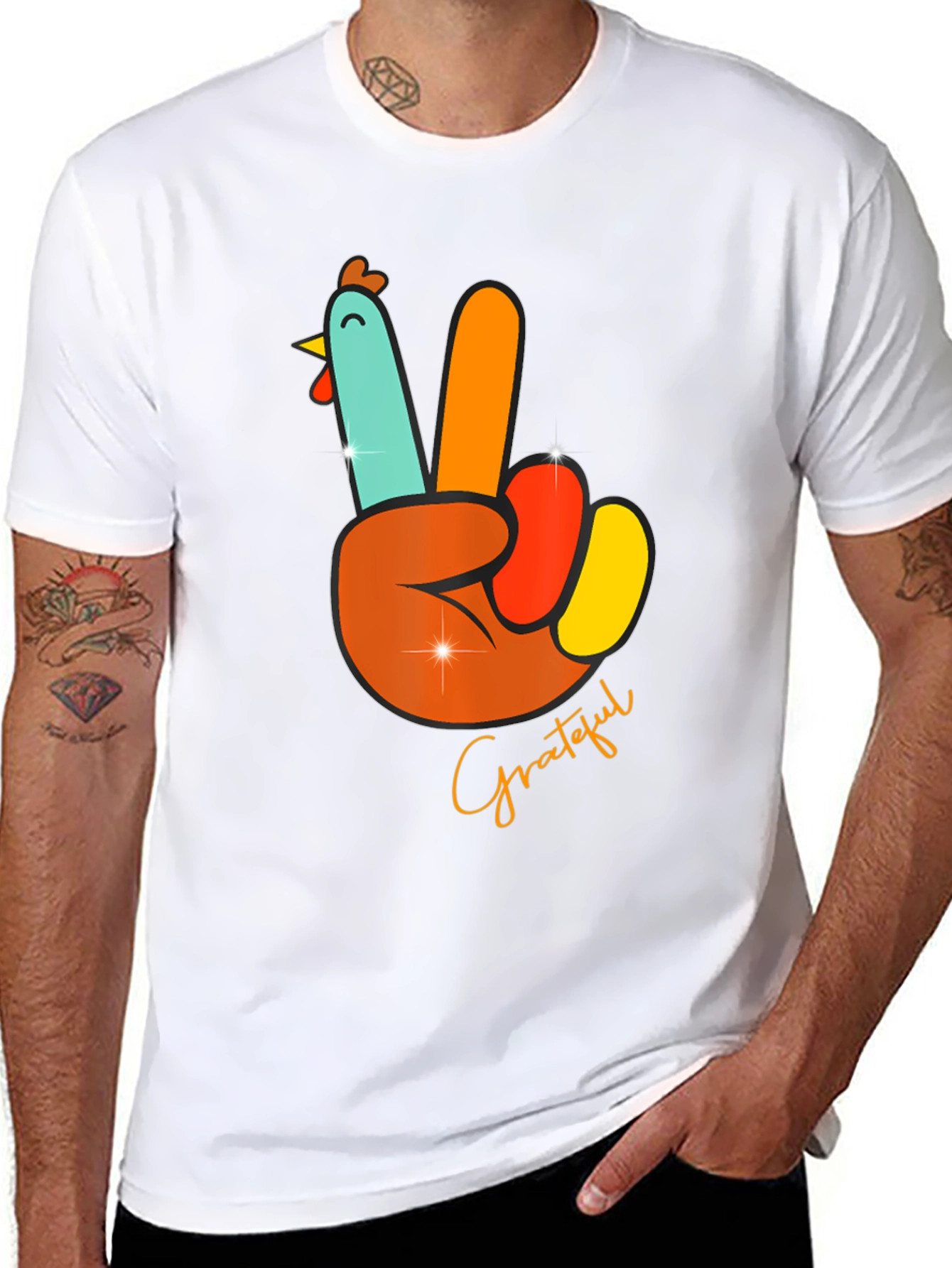 Grateful Turkey Peace Sign T-Shirt