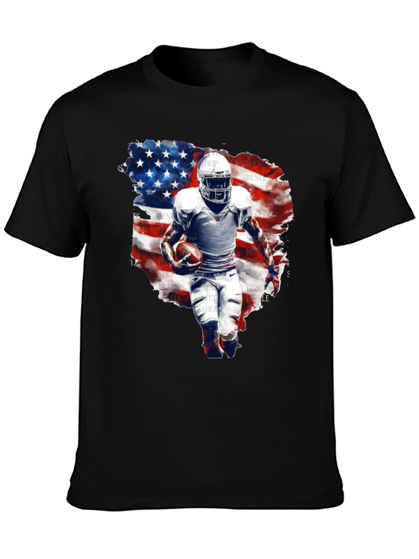 Football Player USA Flag Graphic T-Shirt