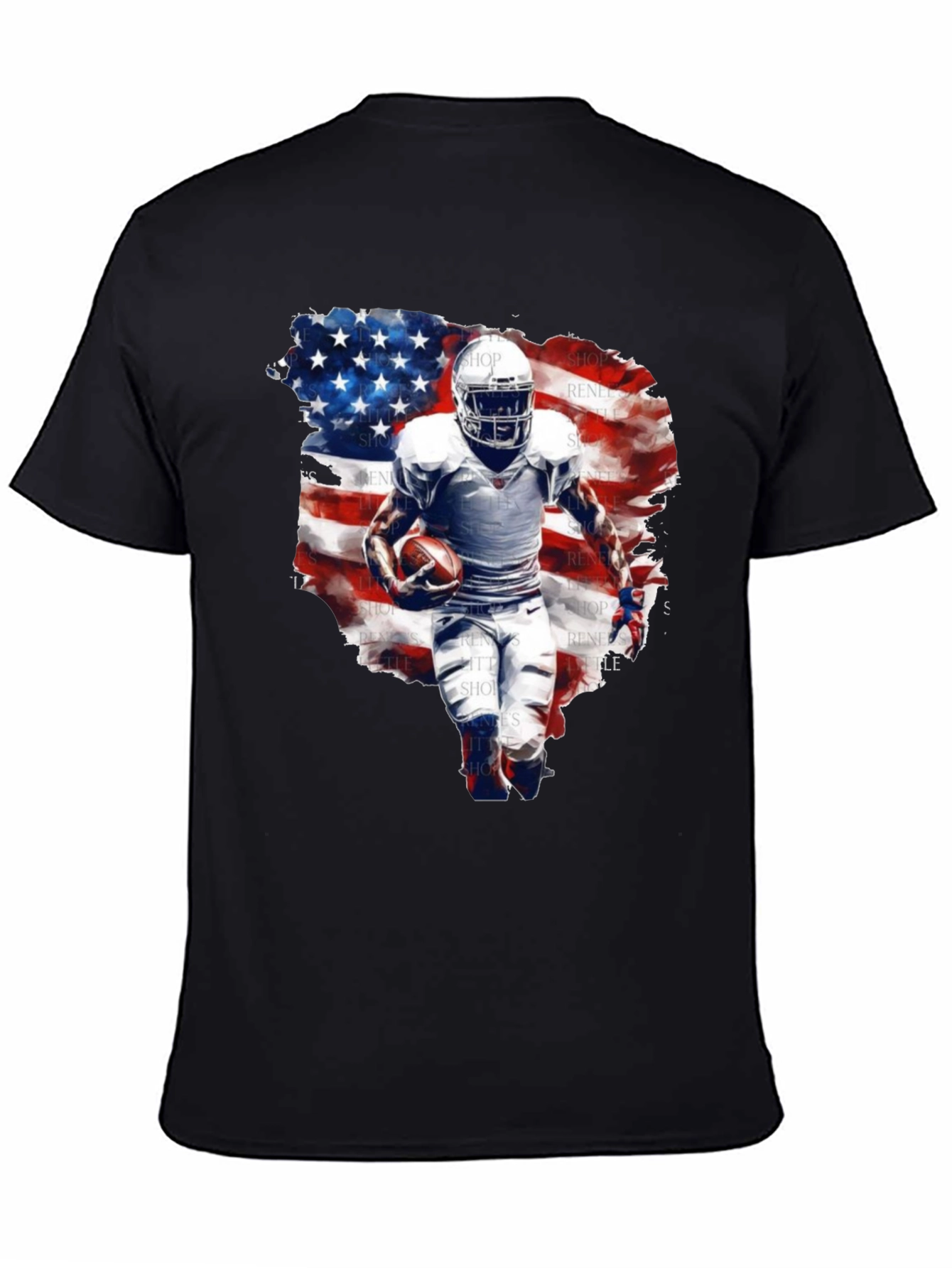 Football Player USA Flag Graphic T-Shirt