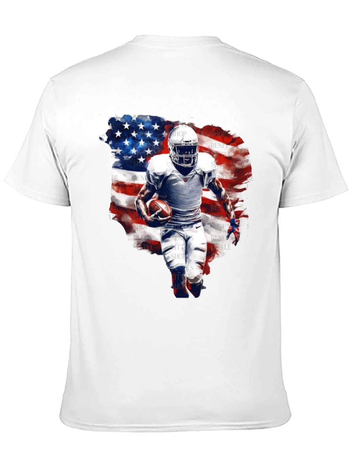 Football Player USA Flag Graphic T-Shirt