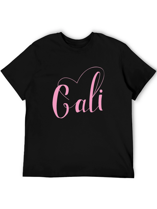 Stylish Cali Heart Graphic Tee - Trendy Black T-Shirt