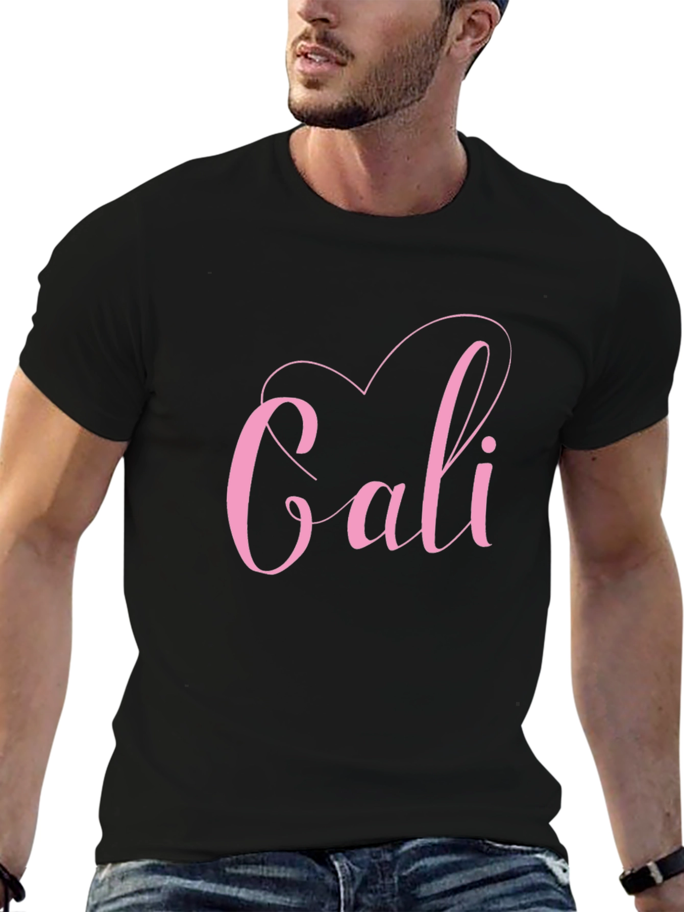 Stylish Cali Heart Graphic Tee - Trendy Black T-Shirt