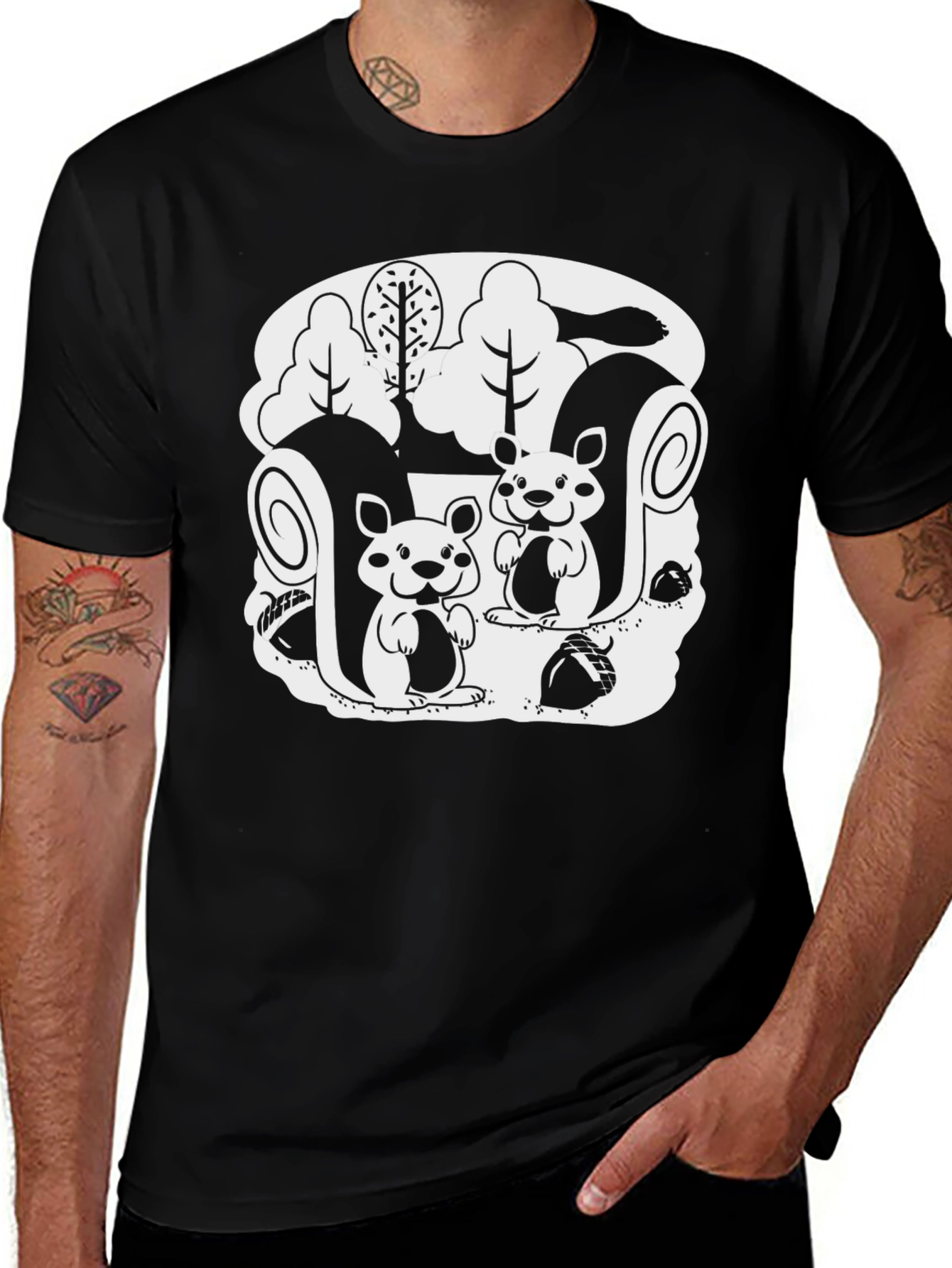 Squirrel Graphic Tee - Black Unisex T-Shirt