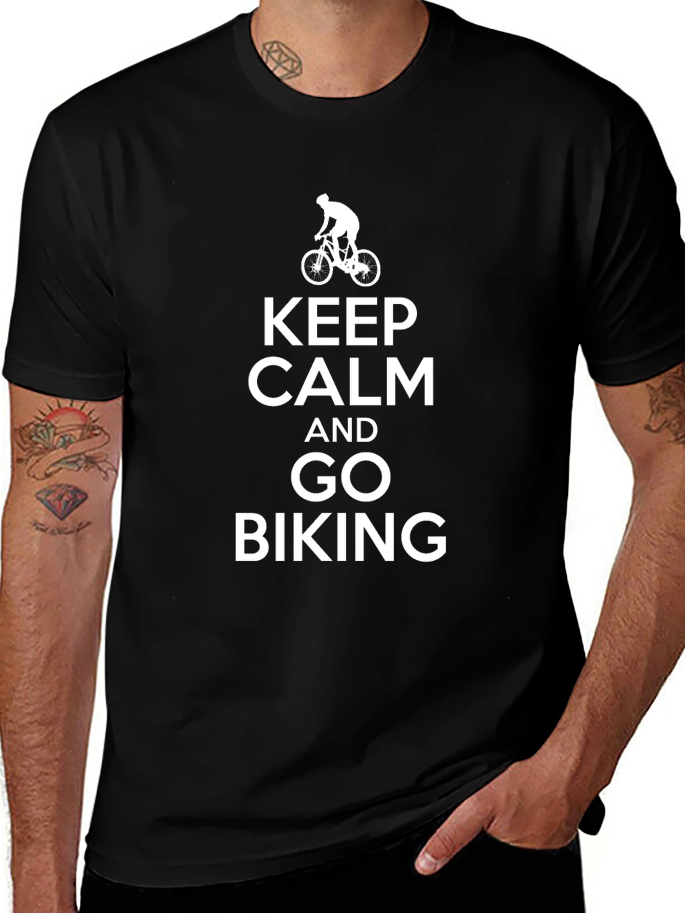 Keep Calm and Go Biking Mens Graphic T-Shirt