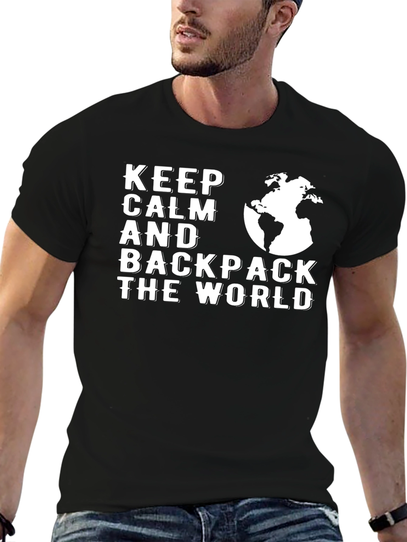 Keep Calm Backpack World Graphic T-Shirt